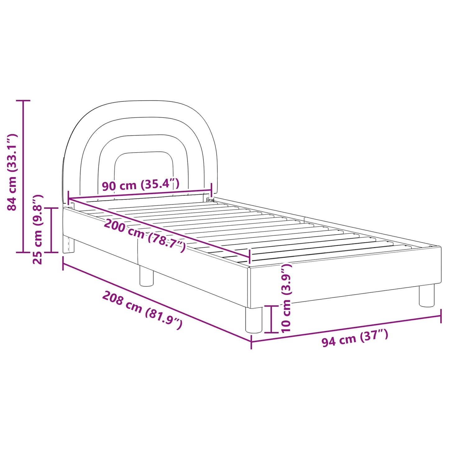 Bedframe voor kinderen met hoofdbord Crème 90 x 200 cm Fluweel is nu te koop bij PeponiXL, paradijselijk wonen!