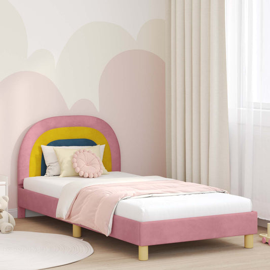 Bedframe voor kinderen met hoofdbord Roze 90 x 200 cm Fluweel is nu te koop bij PeponiXL, paradijselijk wonen!