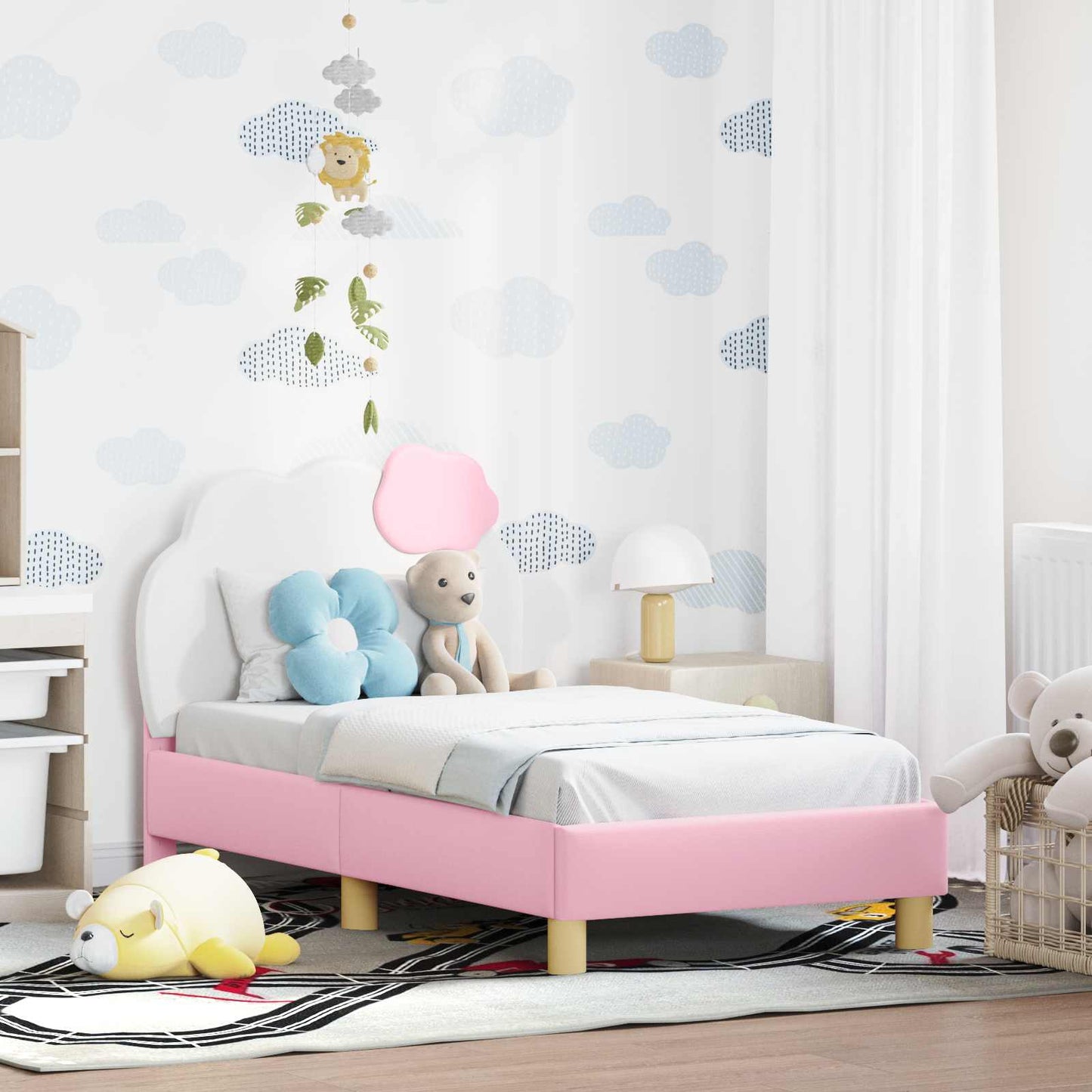 Peuterbedframe met hoofdbord met hoofdeinde Roze 70 x 140 cm PU is nu te koop bij PeponiXL, paradijselijk wonen!