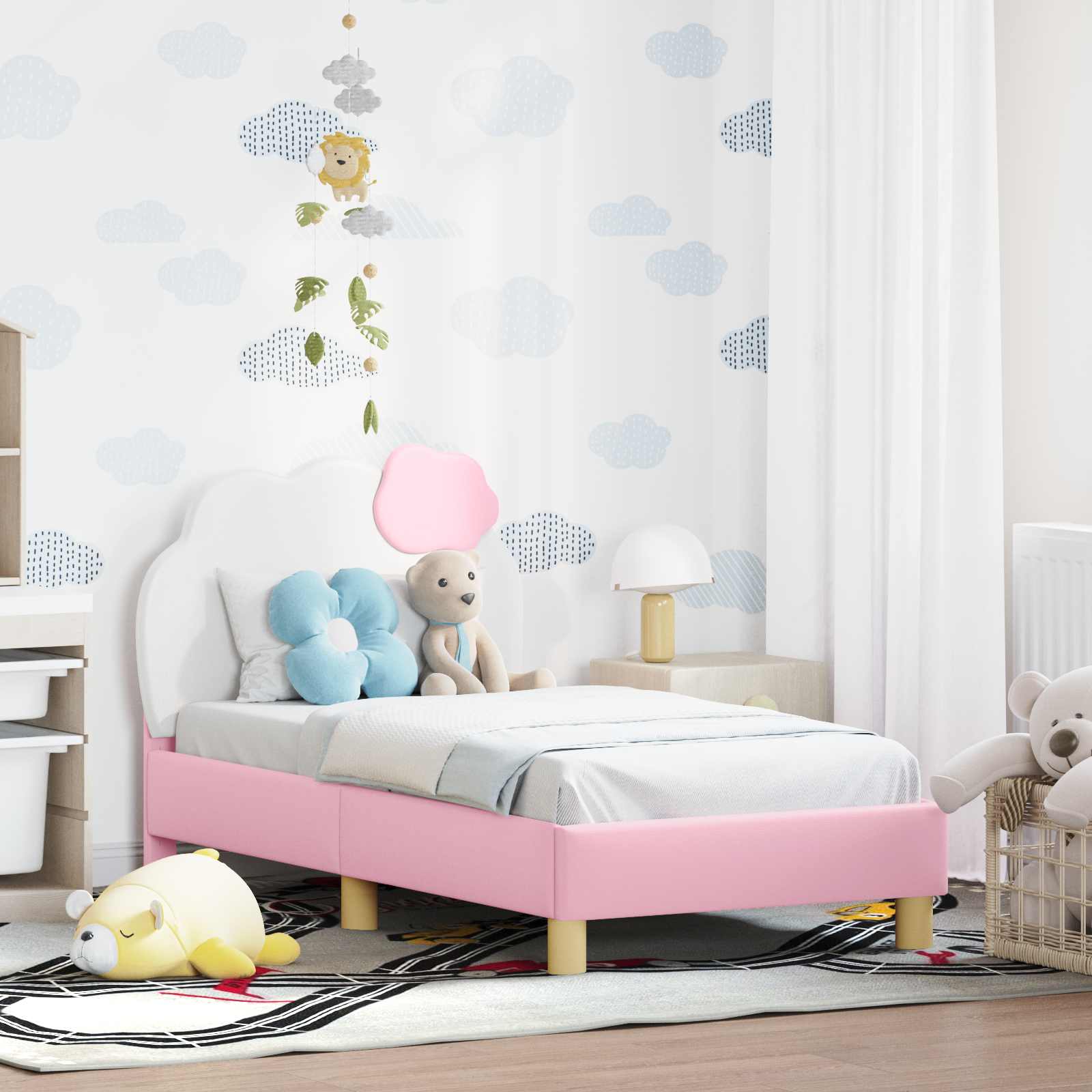 Peuterbedframe met hoofdbord met hoofdeinde Roze 70 x 140 cm PU is nu te koop bij PeponiXL, paradijselijk wonen!
