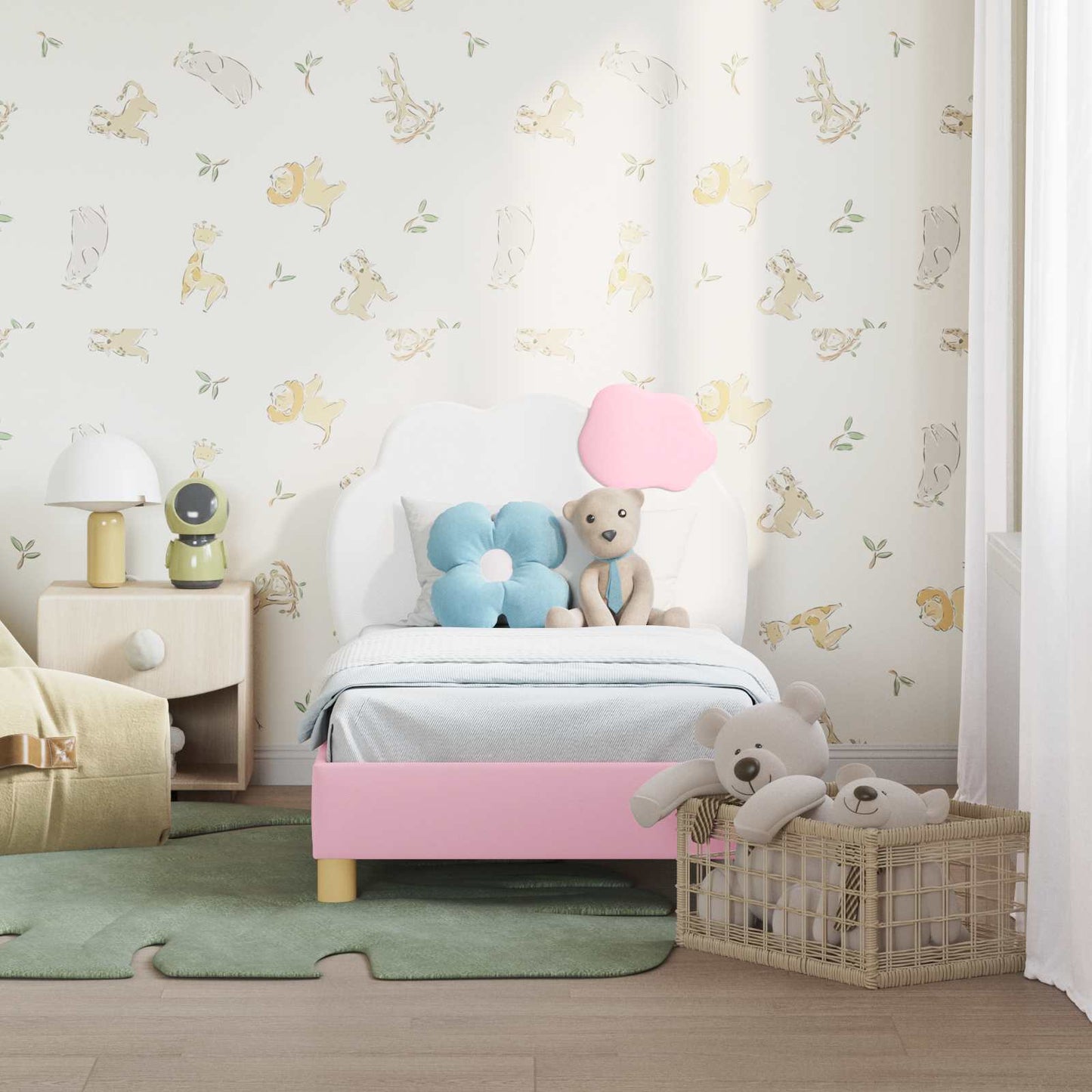 Peuterbedframe met hoofdbord met hoofdeinde Roze 70 x 140 cm PU is nu te koop bij PeponiXL, paradijselijk wonen!