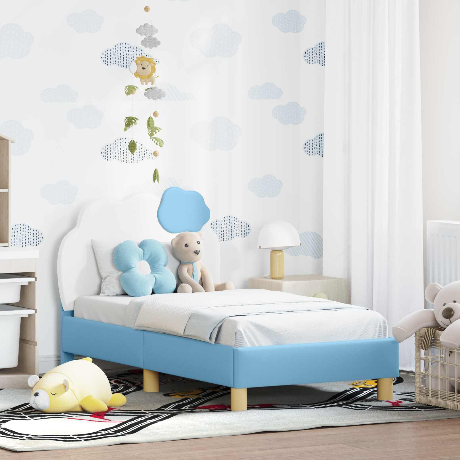 Peuterbedframe met hoofdbord Blauw 70 x 140 cm PU is nu te koop bij PeponiXL, paradijselijk wonen!