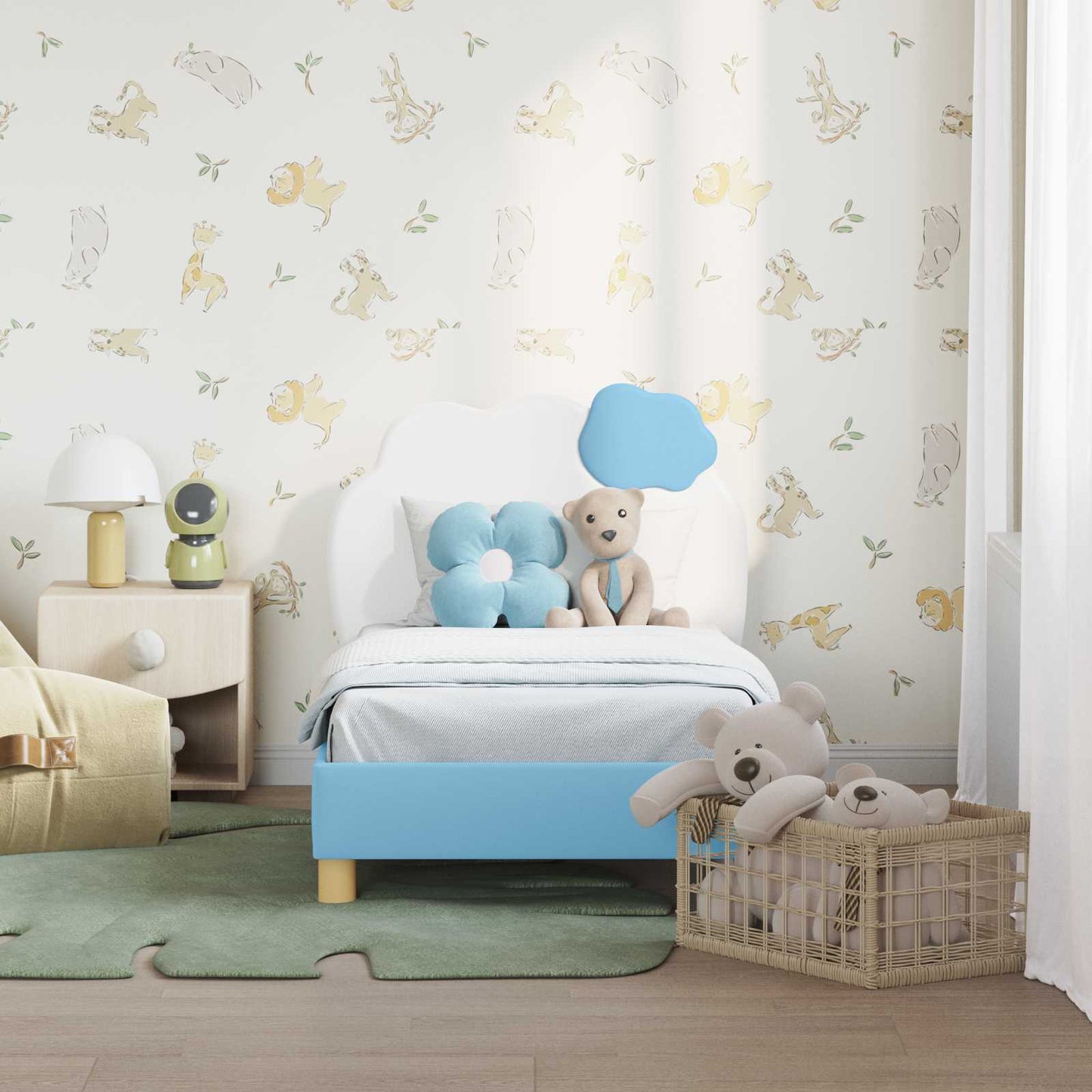 Peuterbedframe met hoofdbord Blauw 70 x 140 cm PU is nu te koop bij PeponiXL, paradijselijk wonen!