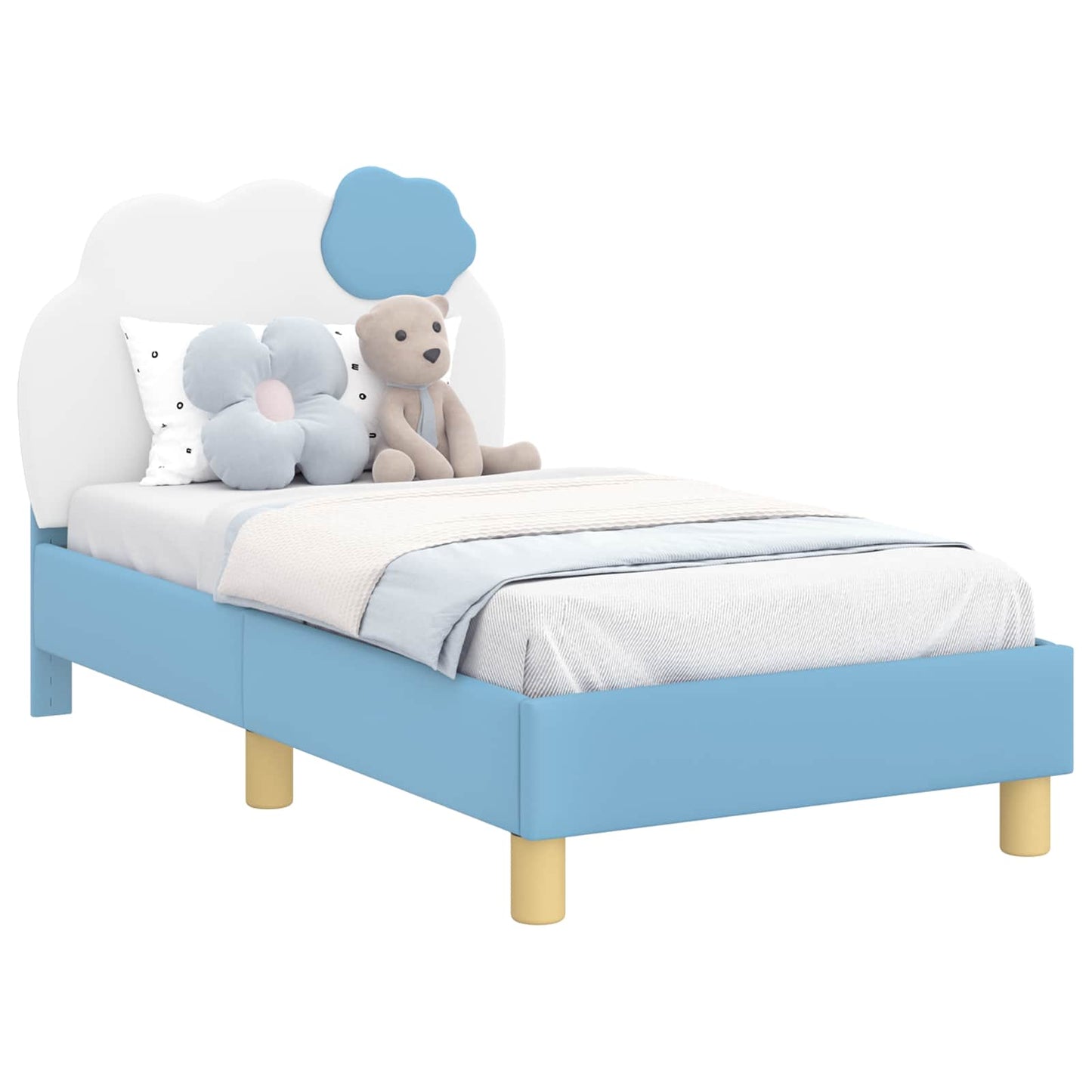 Peuterbedframe met hoofdbord Blauw 70 x 140 cm PU is nu te koop bij PeponiXL, paradijselijk wonen!
