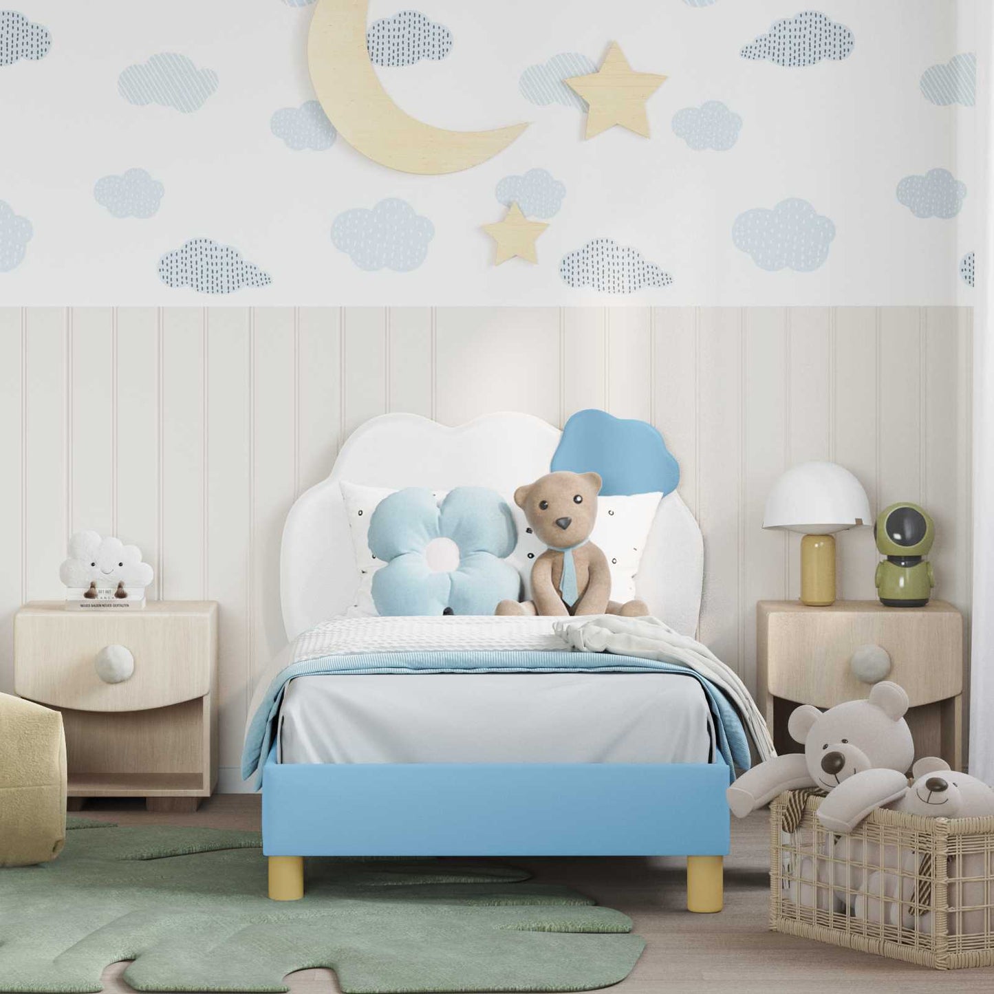 Bedframe voor kinderen met hoofdbord Blauw 80 x 160 cm PU is nu te koop bij PeponiXL, paradijselijk wonen!