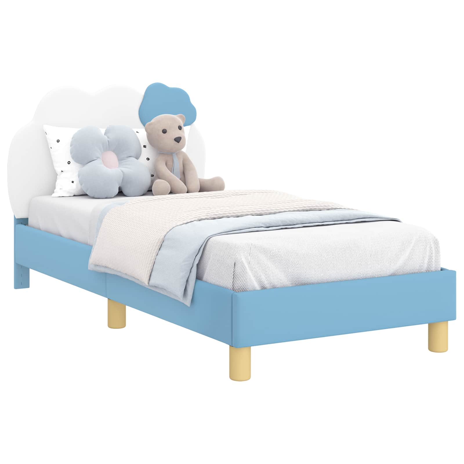 Bedframe voor kinderen met hoofdbord Blauw 80 x 160 cm PU is nu te koop bij PeponiXL, paradijselijk wonen!