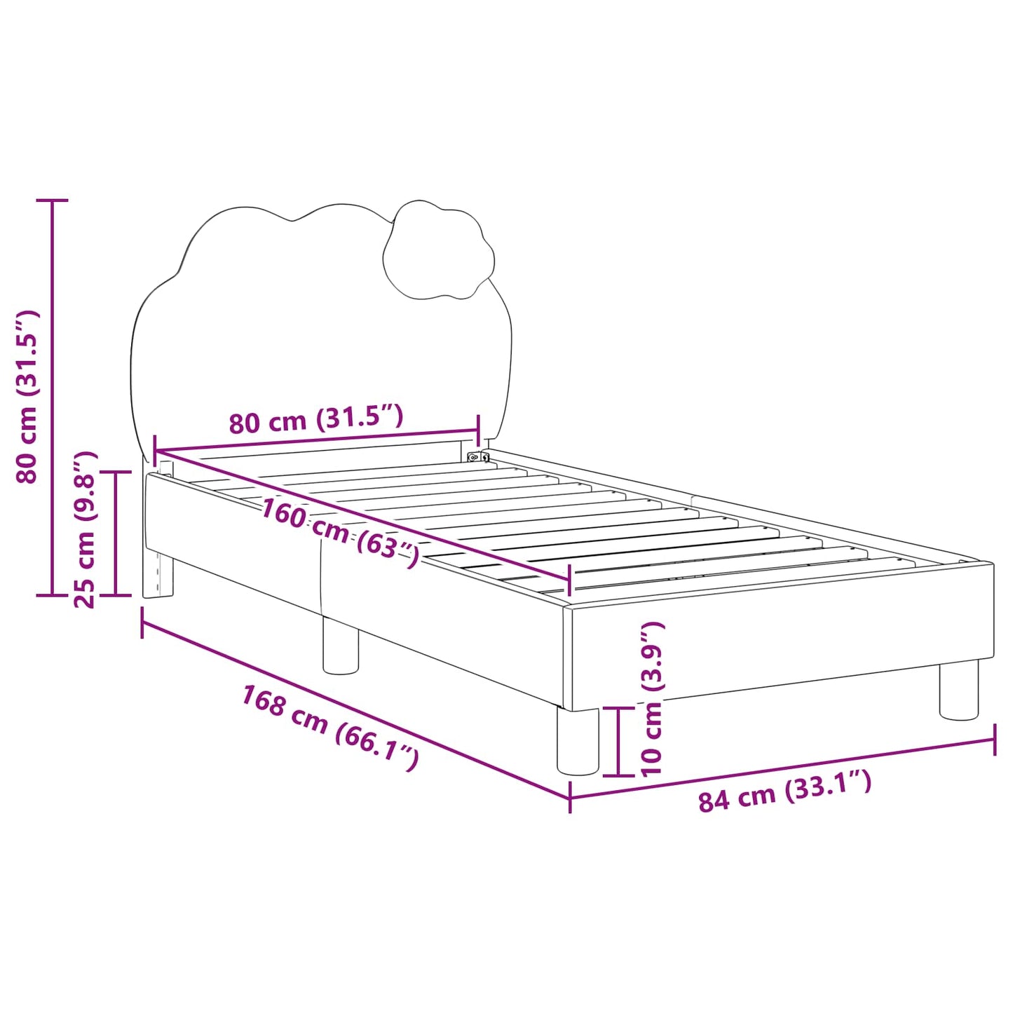 Bedframe voor kinderen met hoofdbord Blauw 80 x 160 cm PU is nu te koop bij PeponiXL, paradijselijk wonen!