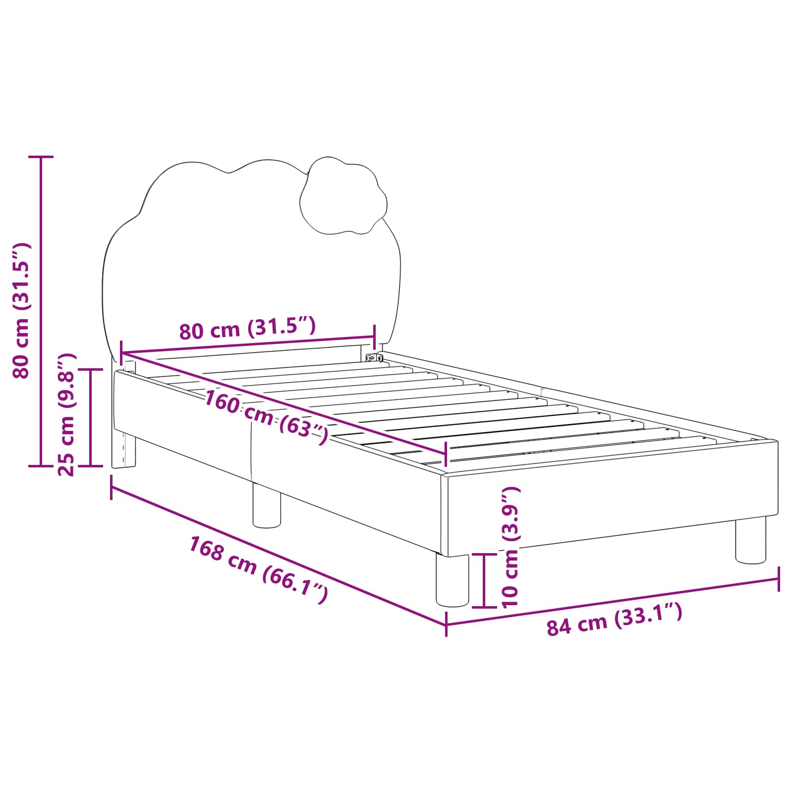 Bedframe voor kinderen met hoofdbord Blauw 80 x 160 cm PU is nu te koop bij PeponiXL, paradijselijk wonen!