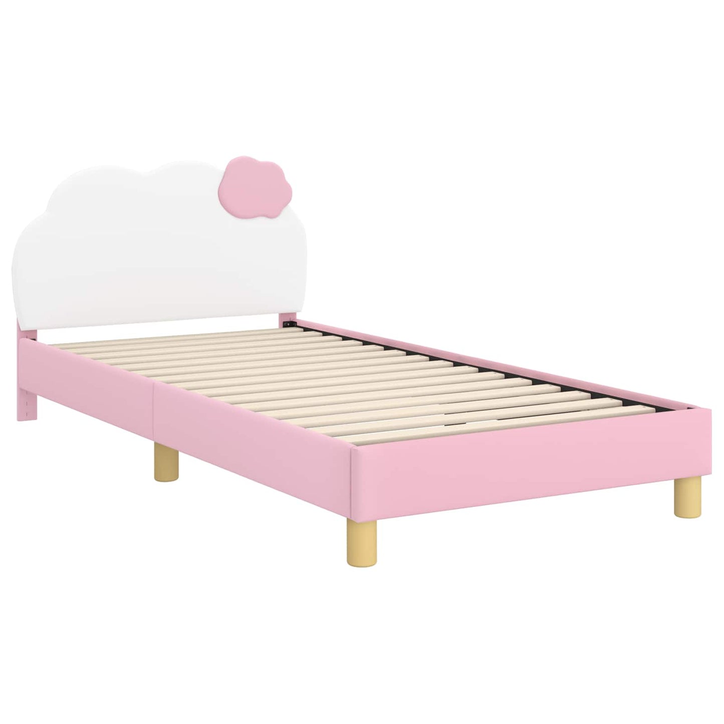 Bedframe voor kinderen met hoofdbord Roze 90 x 200 cm PU is nu te koop bij PeponiXL, paradijselijk wonen!