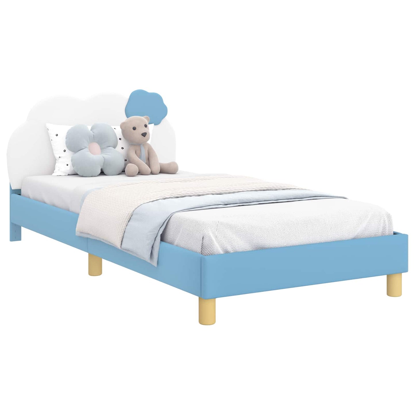 Bedframe voor kinderen met hoofdbord Blauw 90 x 200 cm PU is nu te koop bij PeponiXL, paradijselijk wonen!