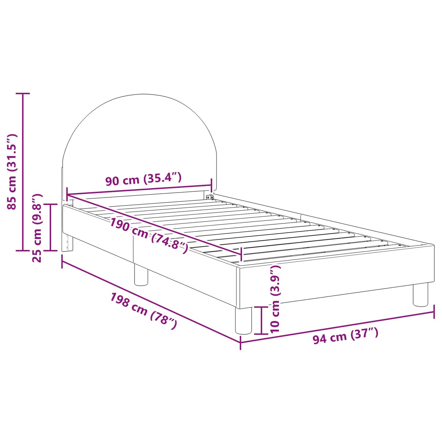 Bedframe voor kinderen met hoofdbord Crème 90 x 190 cm is nu te koop bij PeponiXL, paradijselijk wonen!