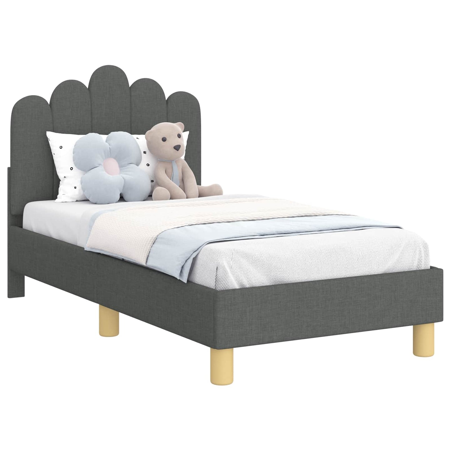 Peuterbedframe met hoofdbord Donkergrijs 70 x 140 cm Stof is nu te koop bij PeponiXL, paradijselijk wonen!