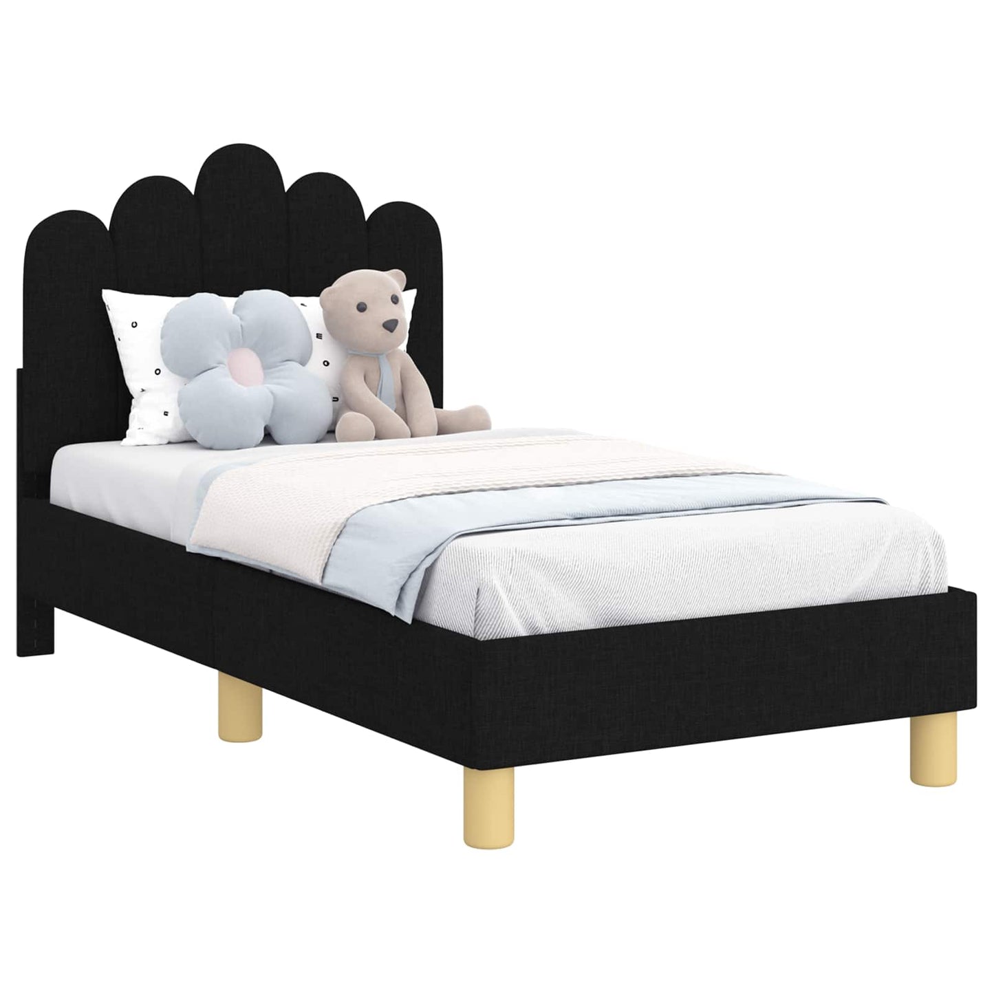 Peuterbedframe met hoofdbord Zwart 70 x 140 cm Stof is nu te koop bij PeponiXL, paradijselijk wonen!