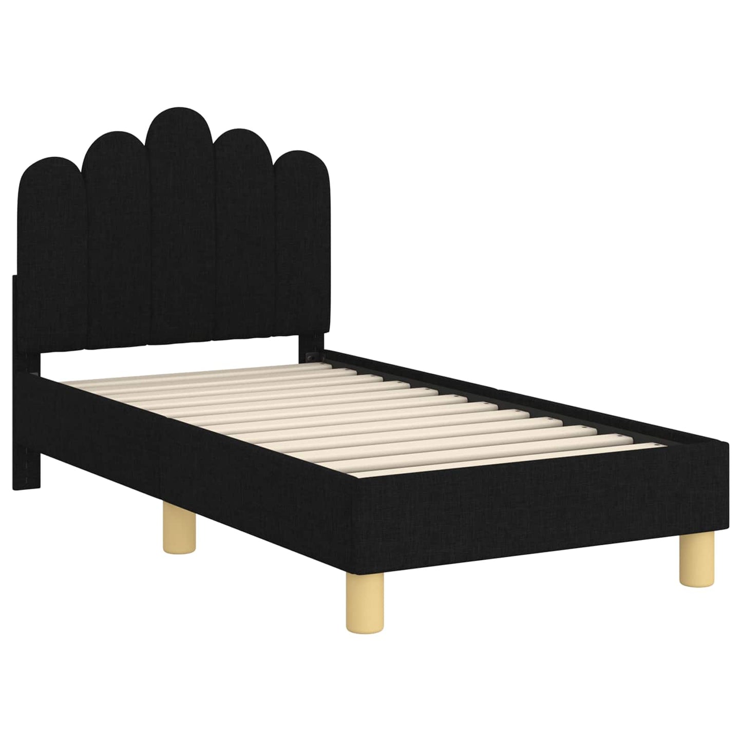 Peuterbedframe met hoofdbord Zwart 70 x 140 cm Stof is nu te koop bij PeponiXL, paradijselijk wonen!