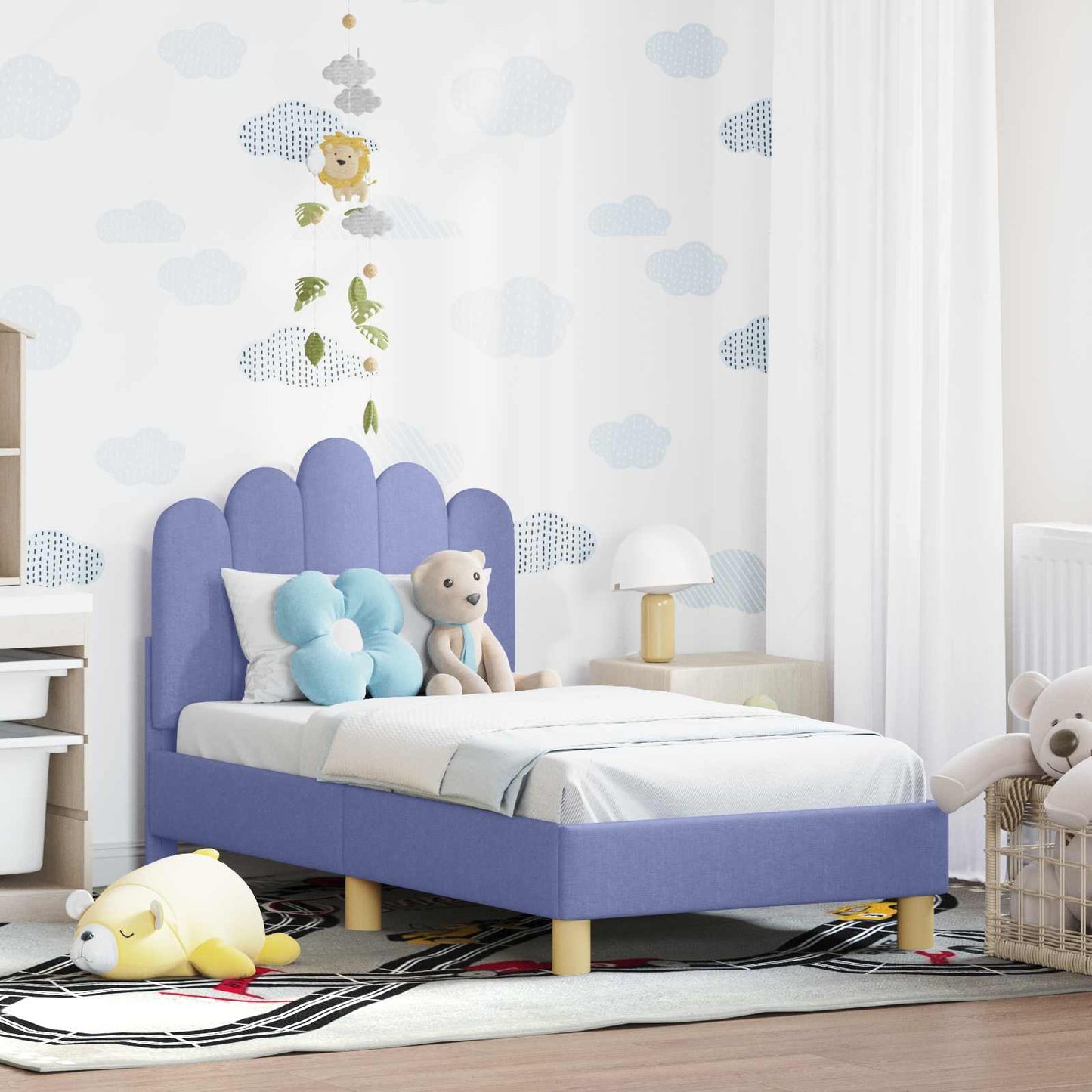 Peuterbedframe met hoofdbord Jeans Blauw 70 x 140 cm Stof is nu te koop bij PeponiXL, paradijselijk wonen!