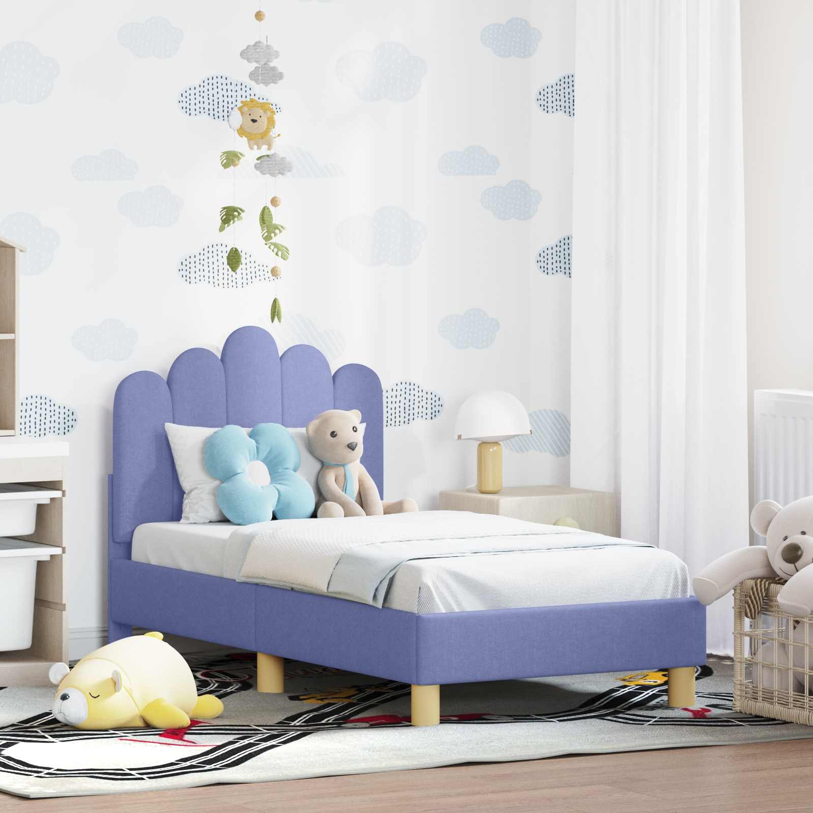Peuterbedframe met hoofdbord Jeans Blauw 70 x 140 cm Stof is nu te koop bij PeponiXL, paradijselijk wonen!