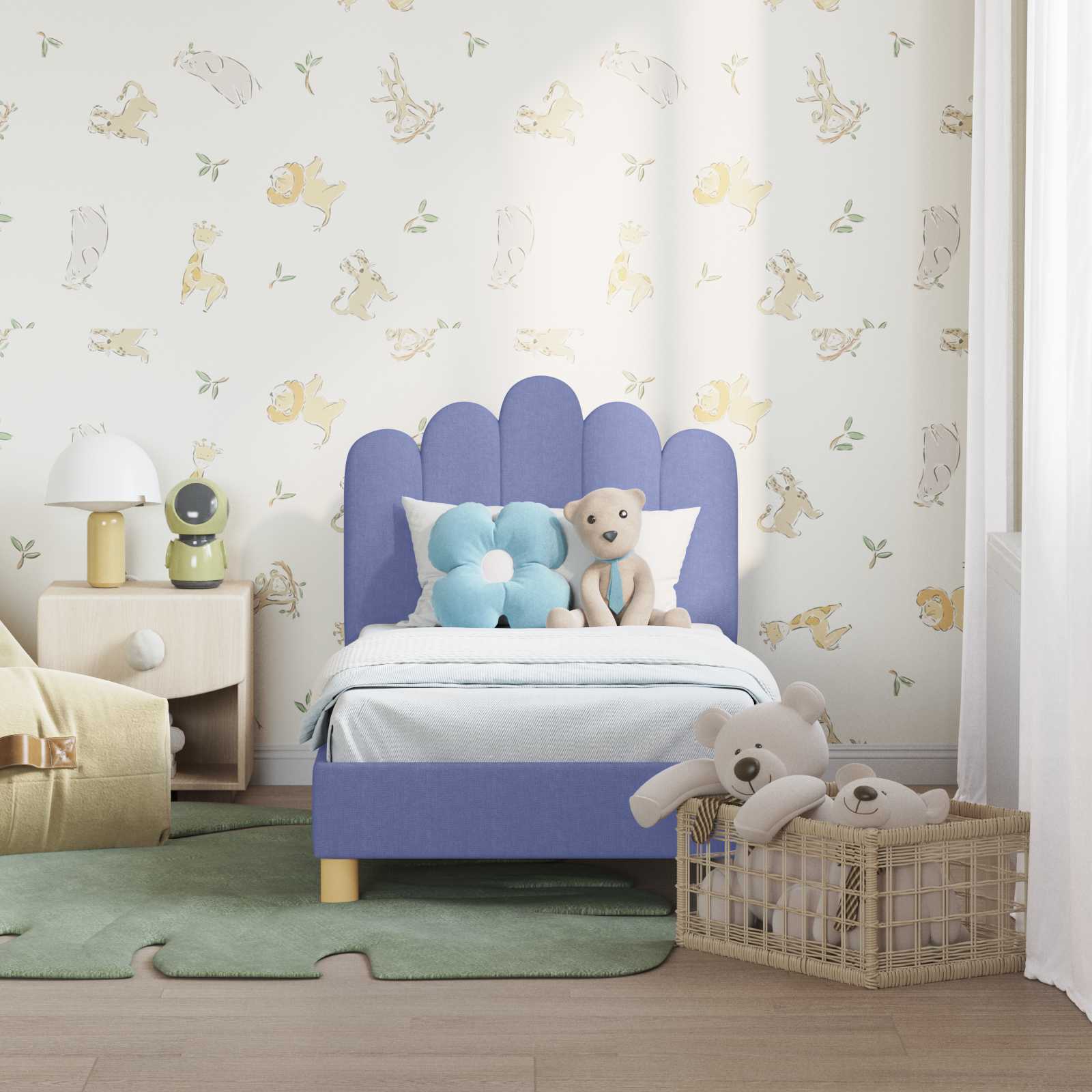 Peuterbedframe met hoofdbord Jeans Blauw 70 x 140 cm Stof is nu te koop bij PeponiXL, paradijselijk wonen!