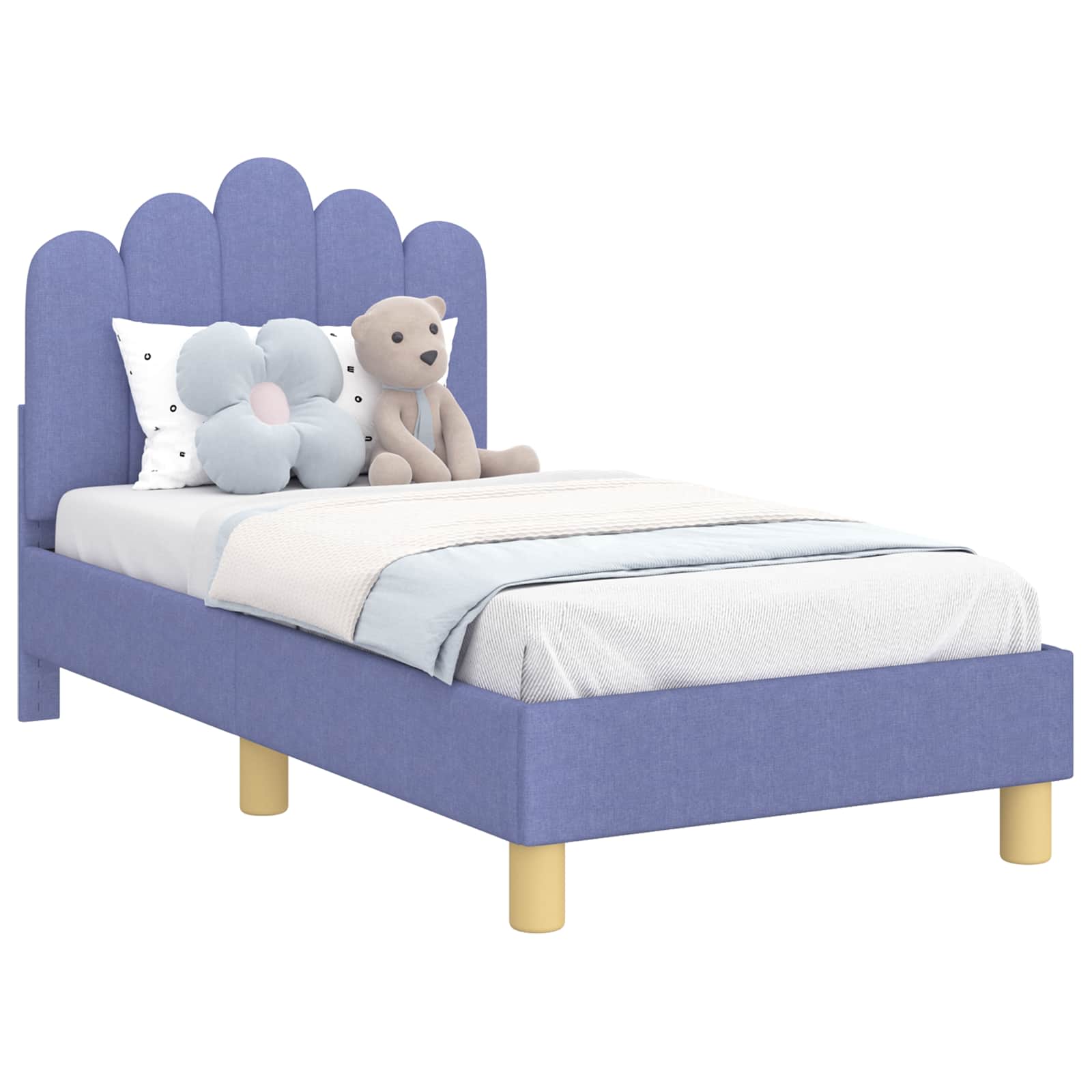 Peuterbedframe met hoofdbord Jeans Blauw 70 x 140 cm Stof is nu te koop bij PeponiXL, paradijselijk wonen!