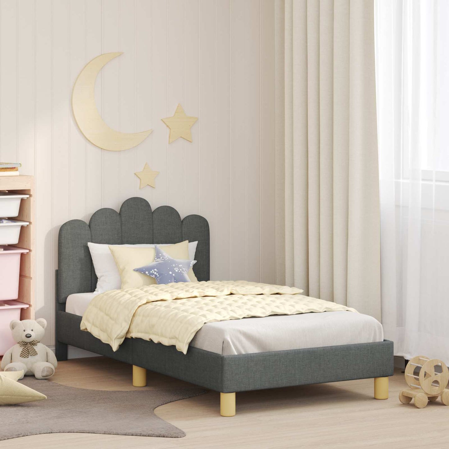 Bedframe voor kinderen met hoofdbord Donkergrijs 80 x 160 cm is nu te koop bij PeponiXL, paradijselijk wonen!