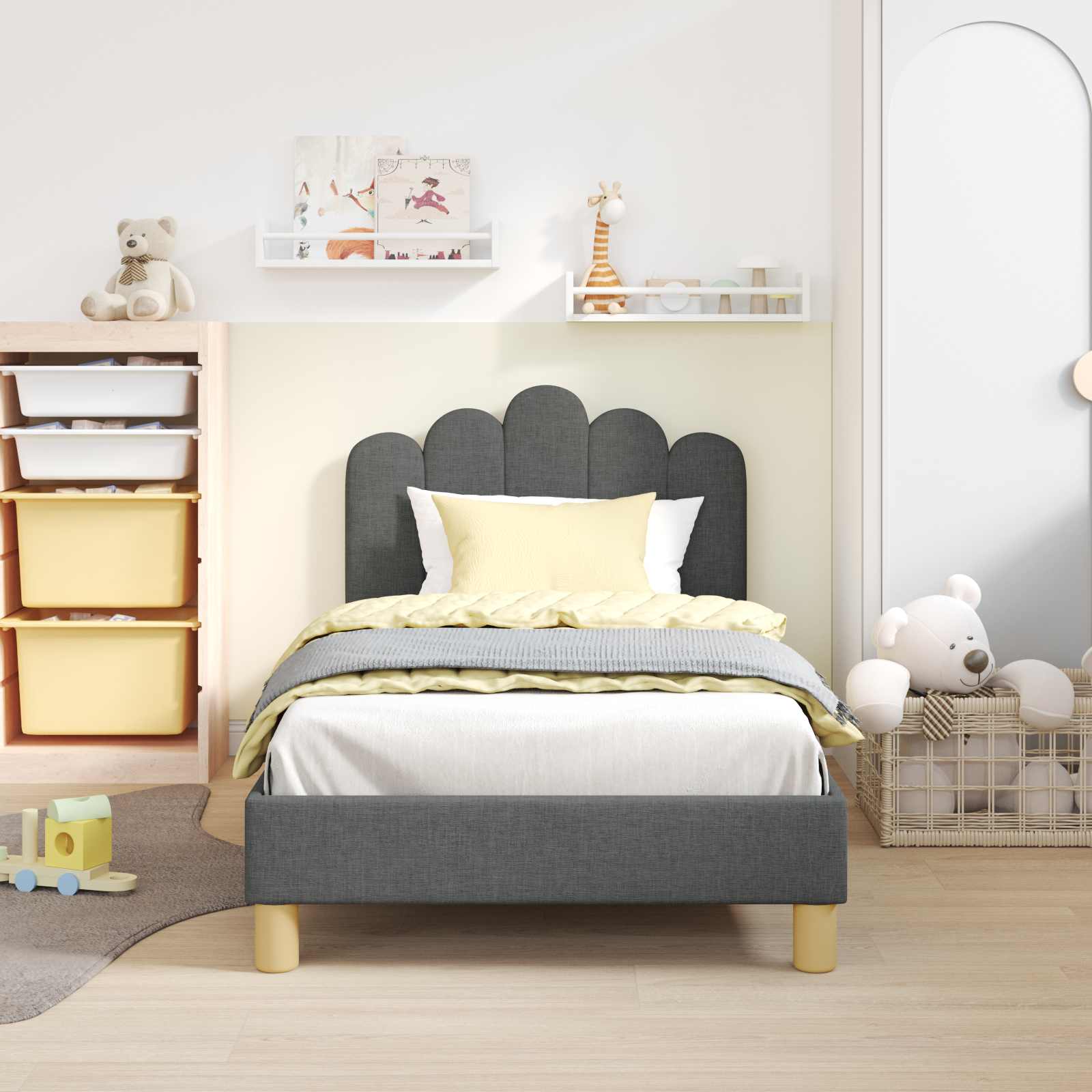 Bedframe voor kinderen met hoofdbord Donkergrijs 80 x 160 cm is nu te koop bij PeponiXL, paradijselijk wonen!