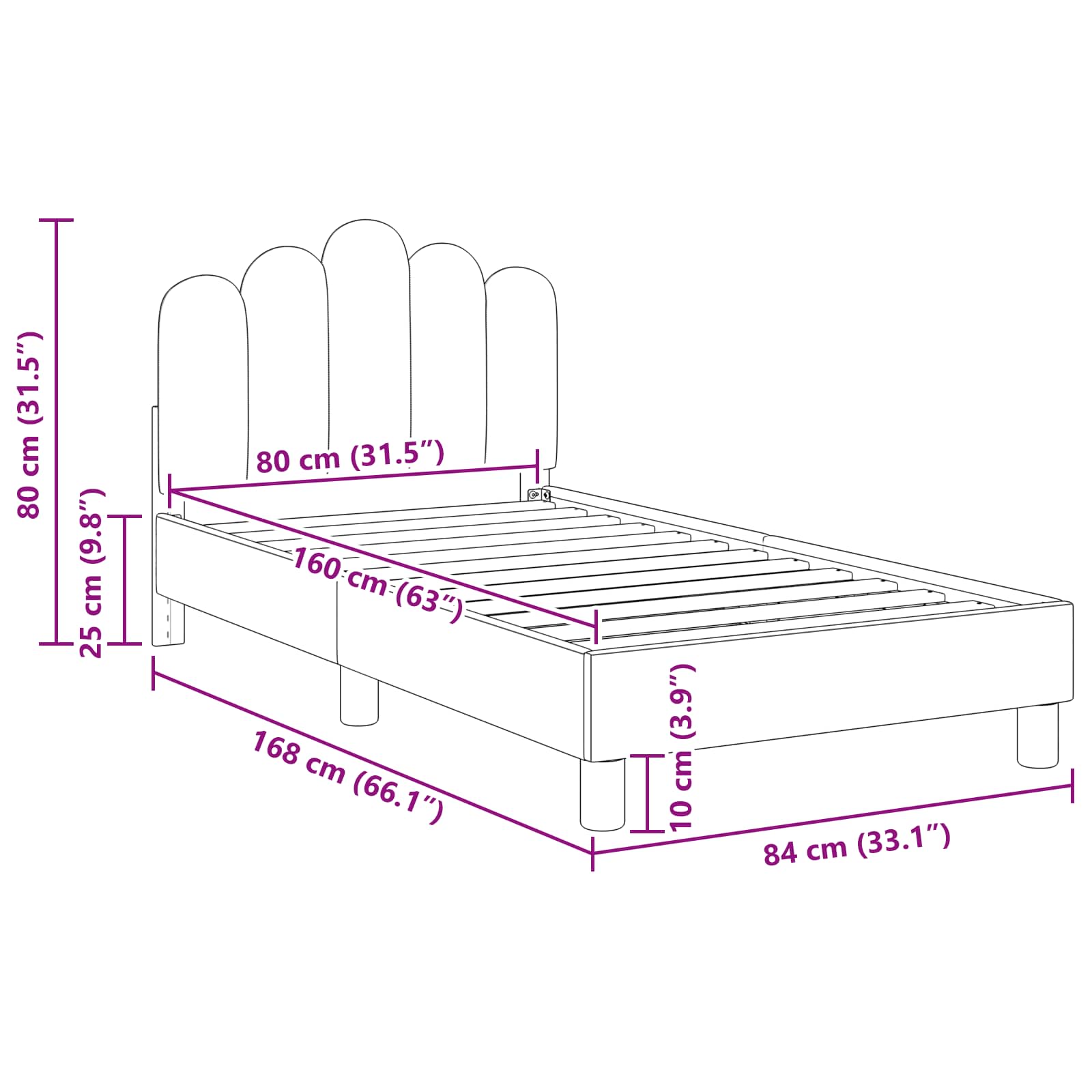 Bedframe voor kinderen met hoofdbord Donkergrijs 80 x 160 cm is nu te koop bij PeponiXL, paradijselijk wonen!