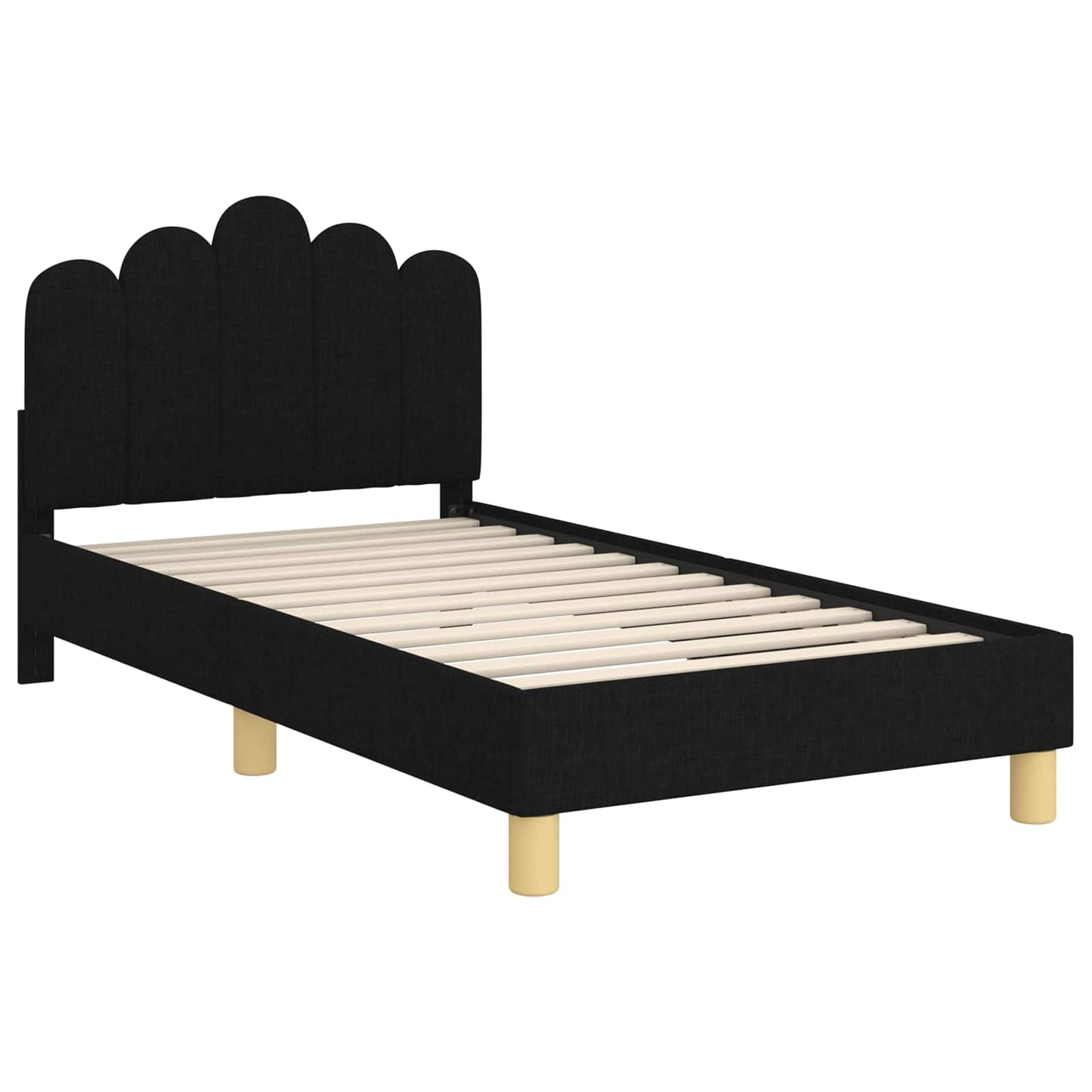 Bedframe voor kinderen met hoofdbord Zwart 80 x 160 cm Stof is nu te koop bij PeponiXL, paradijselijk wonen!
