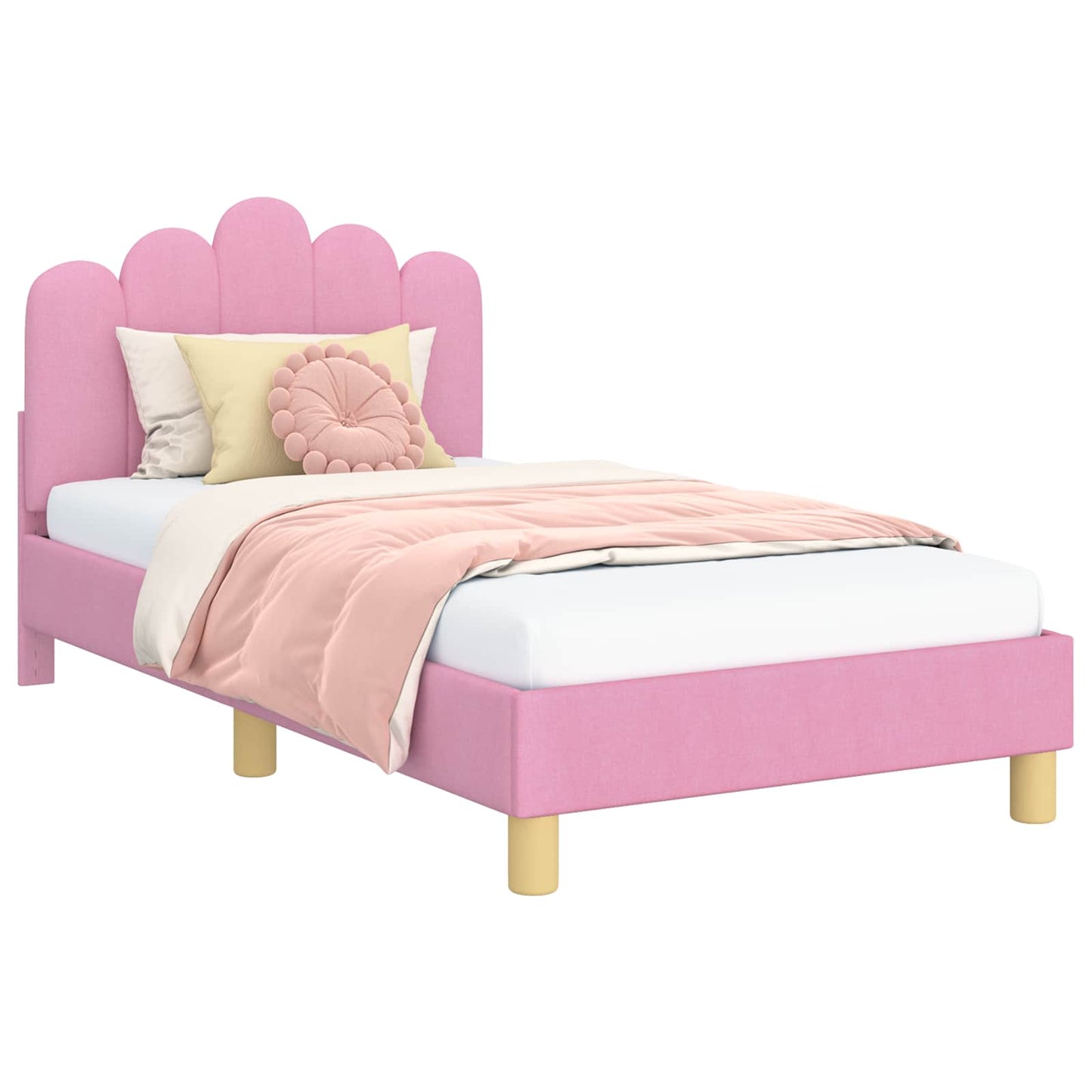 Bedframe voor kinderen met hoofdbord Roze 80 x 160 cm Stof is nu te koop bij PeponiXL, paradijselijk wonen!