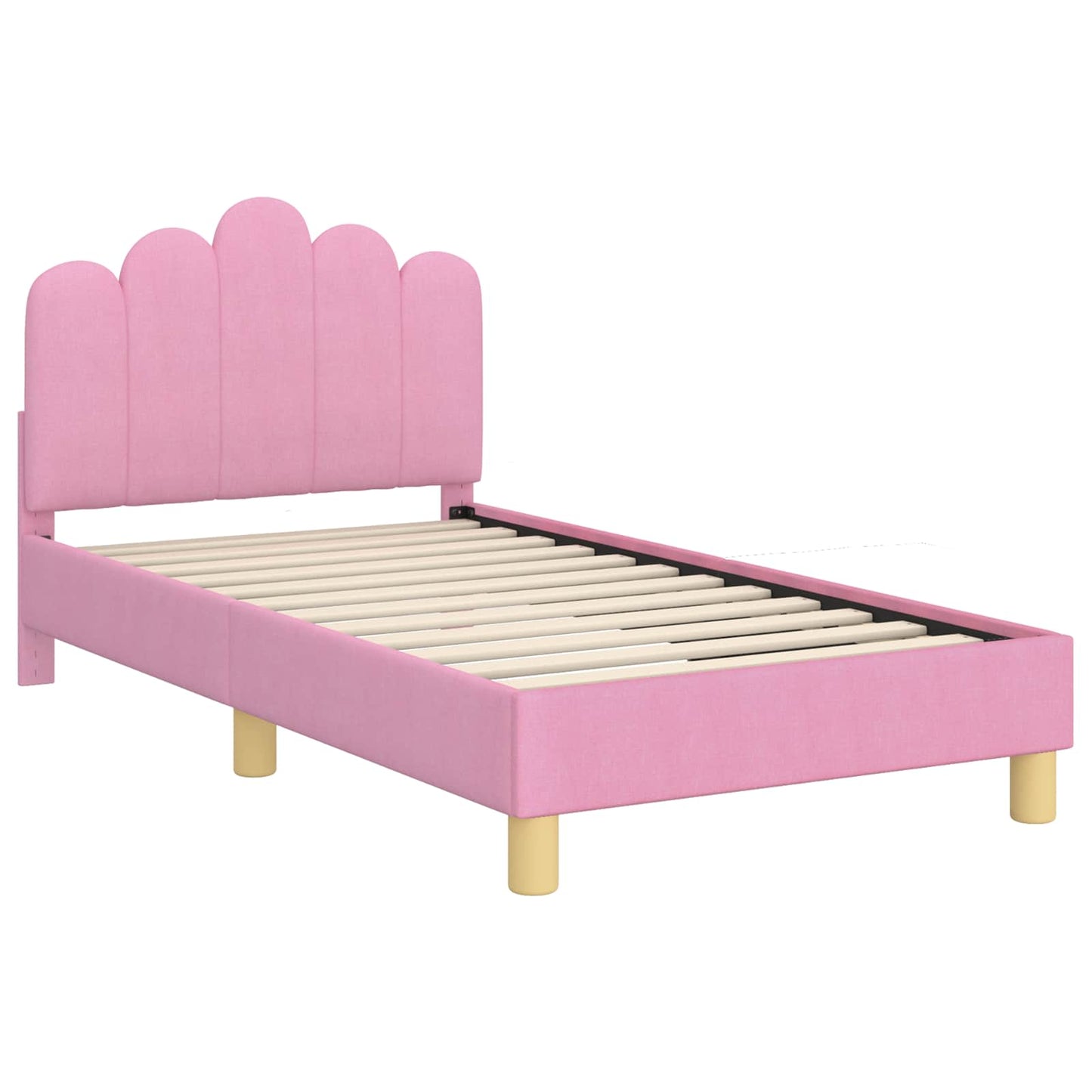 Bedframe voor kinderen met hoofdbord Roze 80 x 160 cm Stof is nu te koop bij PeponiXL, paradijselijk wonen!