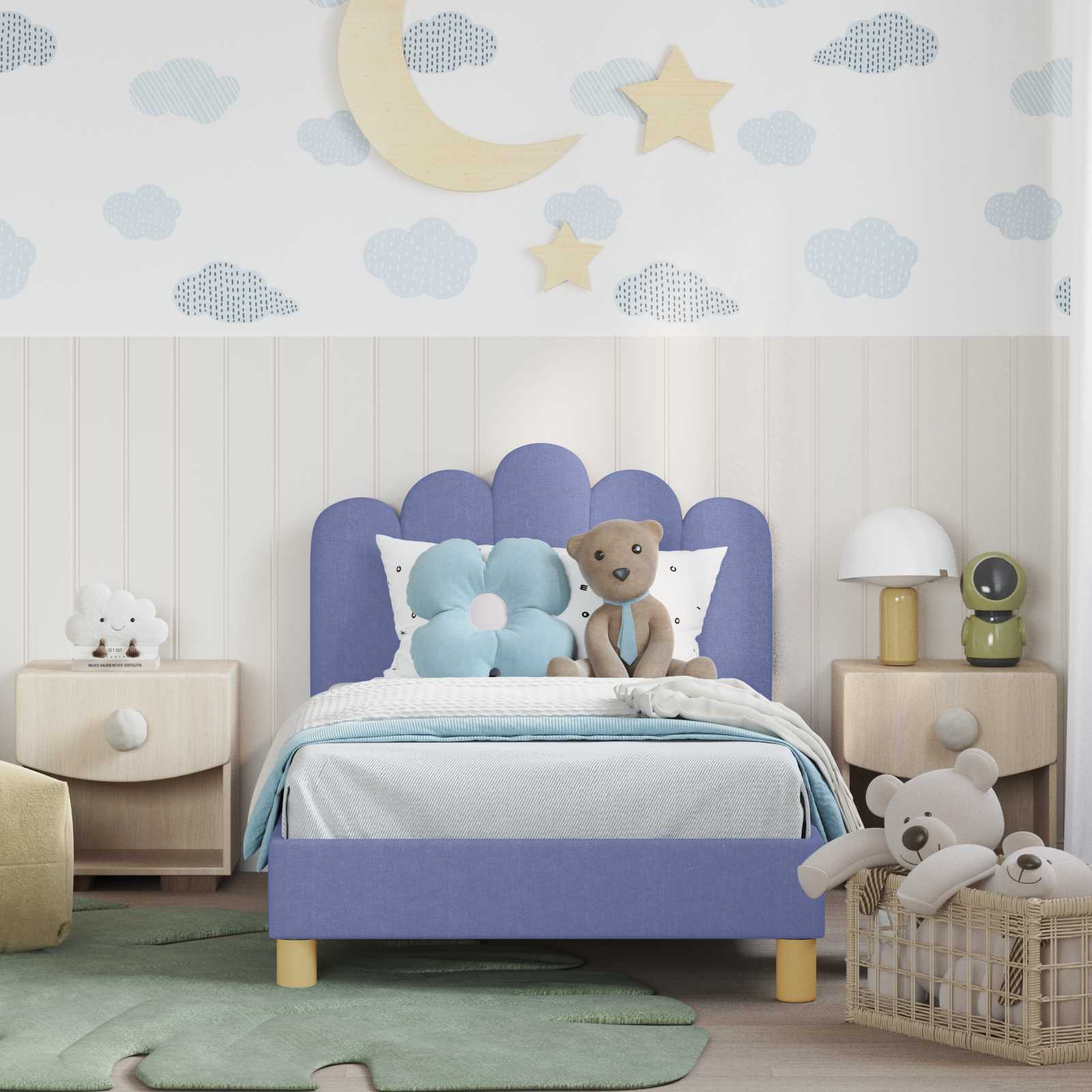 Bedframe voor kinderen met hoofdbord Jeans Blauw 80 x 160 cm is nu te koop bij PeponiXL, paradijselijk wonen!