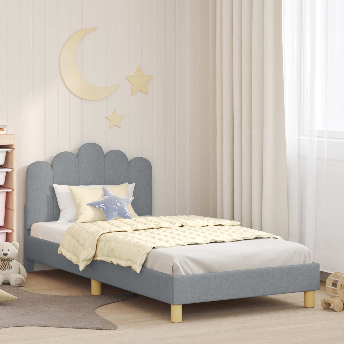 Bedframe voor kinderen met hoofdbord Lichtgrijs 80 x 200 cm is nu te koop bij PeponiXL, paradijselijk wonen!