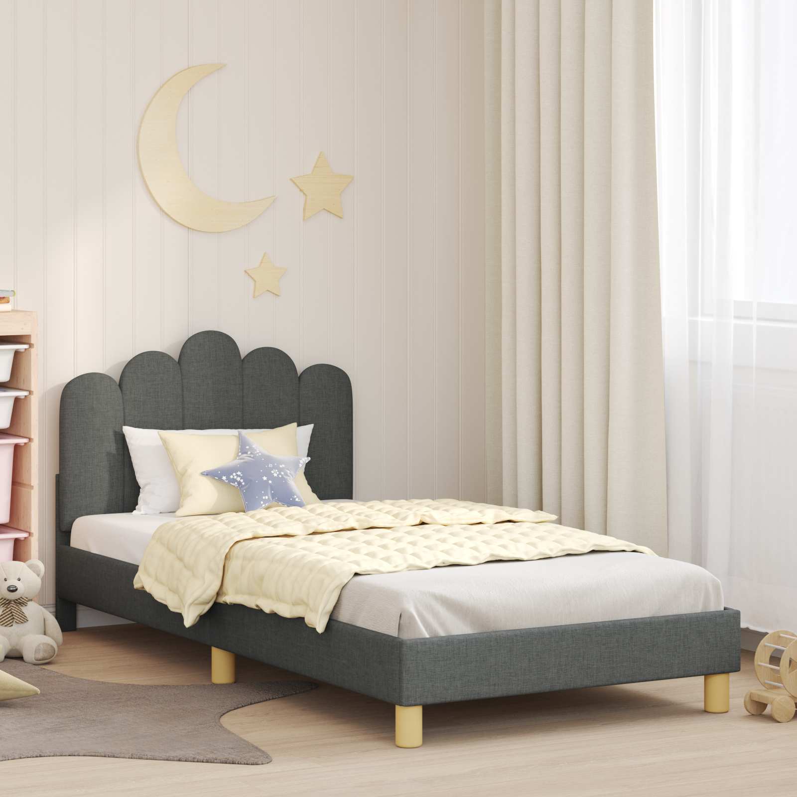 Bedframe voor kinderen met hoofdbord Donkergrijs 80 x 200 cm is nu te koop bij PeponiXL, paradijselijk wonen!