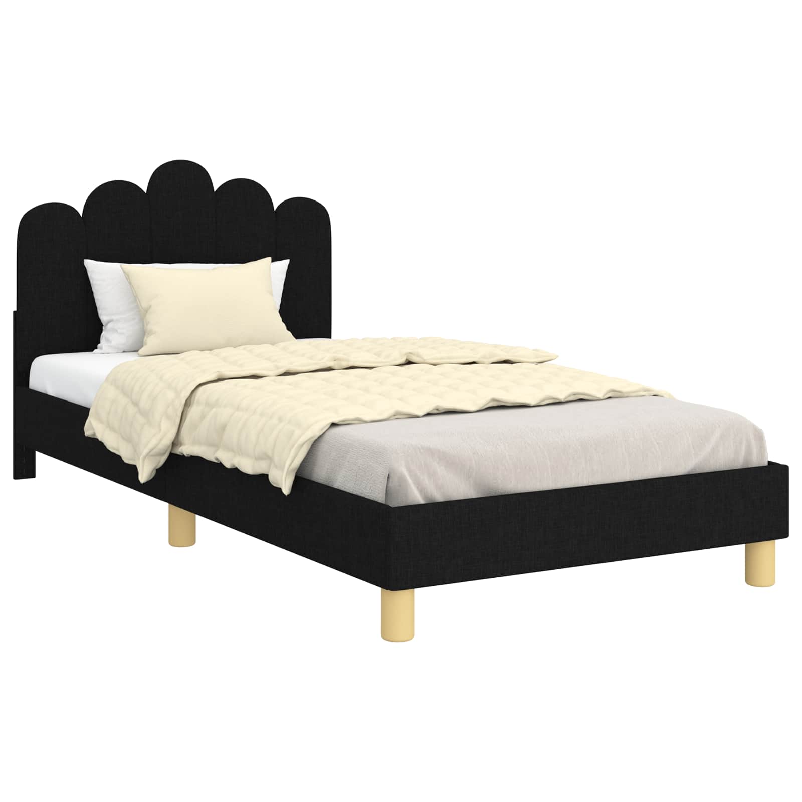 Bedframe voor kinderen met hoofdbord Zwart 80 x 200 cm Stof is nu te koop bij PeponiXL, paradijselijk wonen!