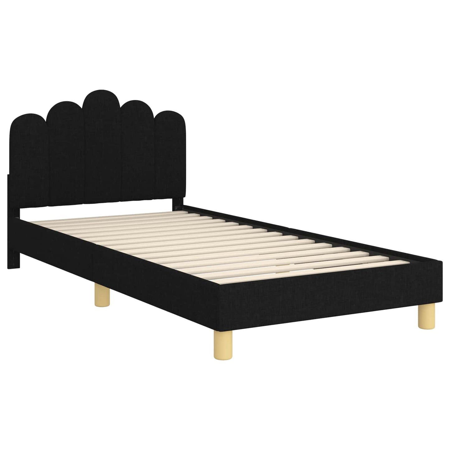 Bedframe voor kinderen met hoofdbord Zwart 80 x 200 cm Stof is nu te koop bij PeponiXL, paradijselijk wonen!