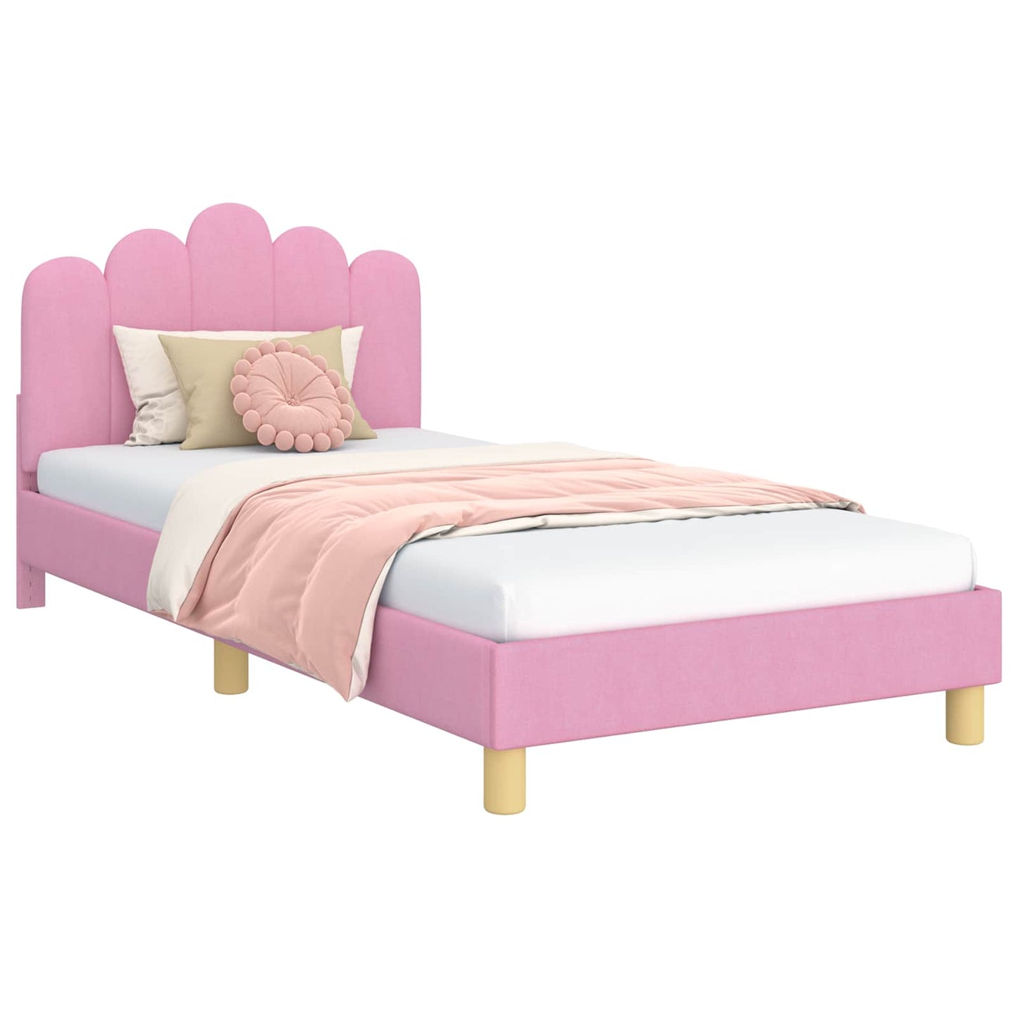 Bedframe voor kinderen met hoofdbord Roze 90 x 190 cm Stof is nu te koop bij PeponiXL, paradijselijk wonen!