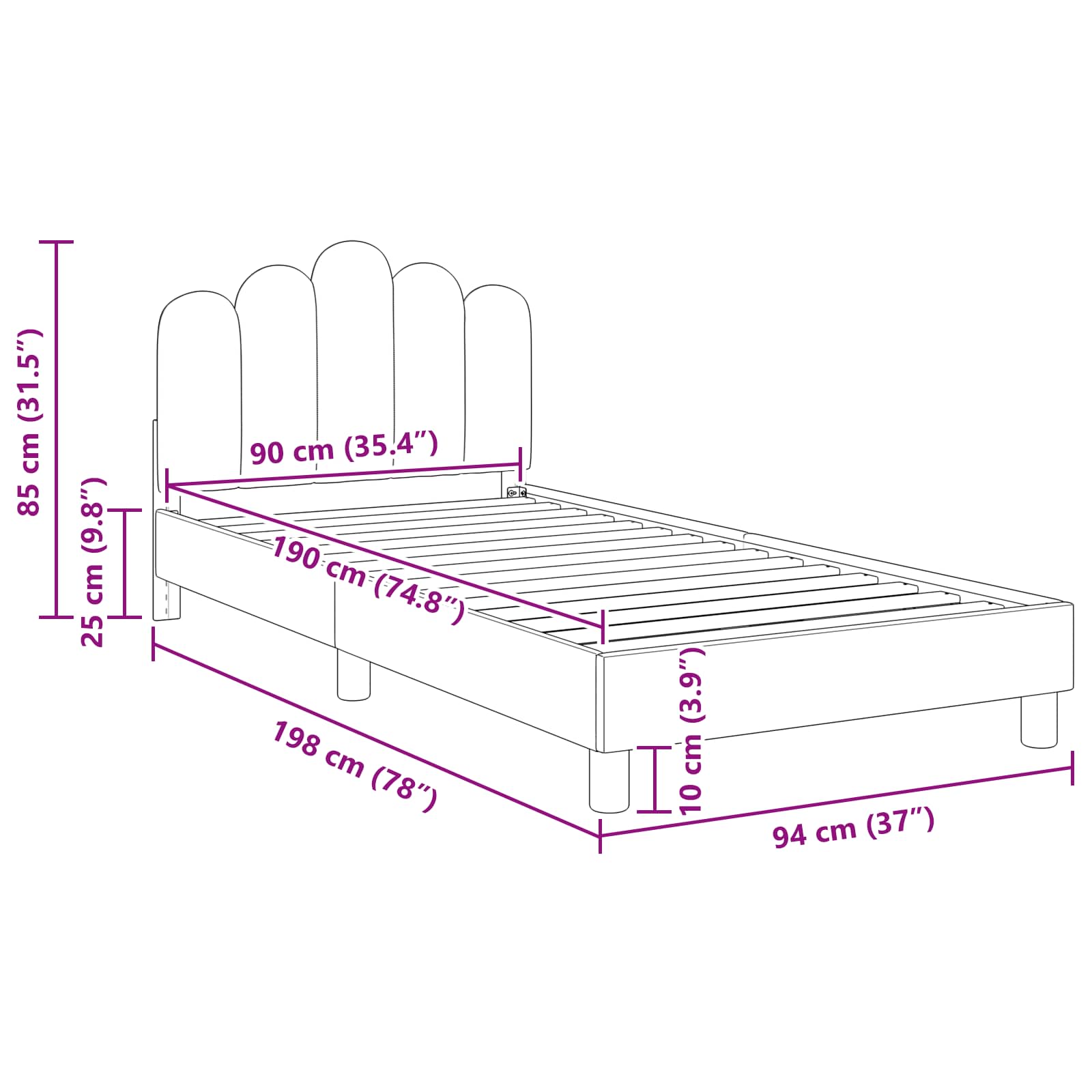Bedframe voor kinderen met hoofdbord Jeans Blauw 90 x 190 cm is nu te koop bij PeponiXL, paradijselijk wonen!