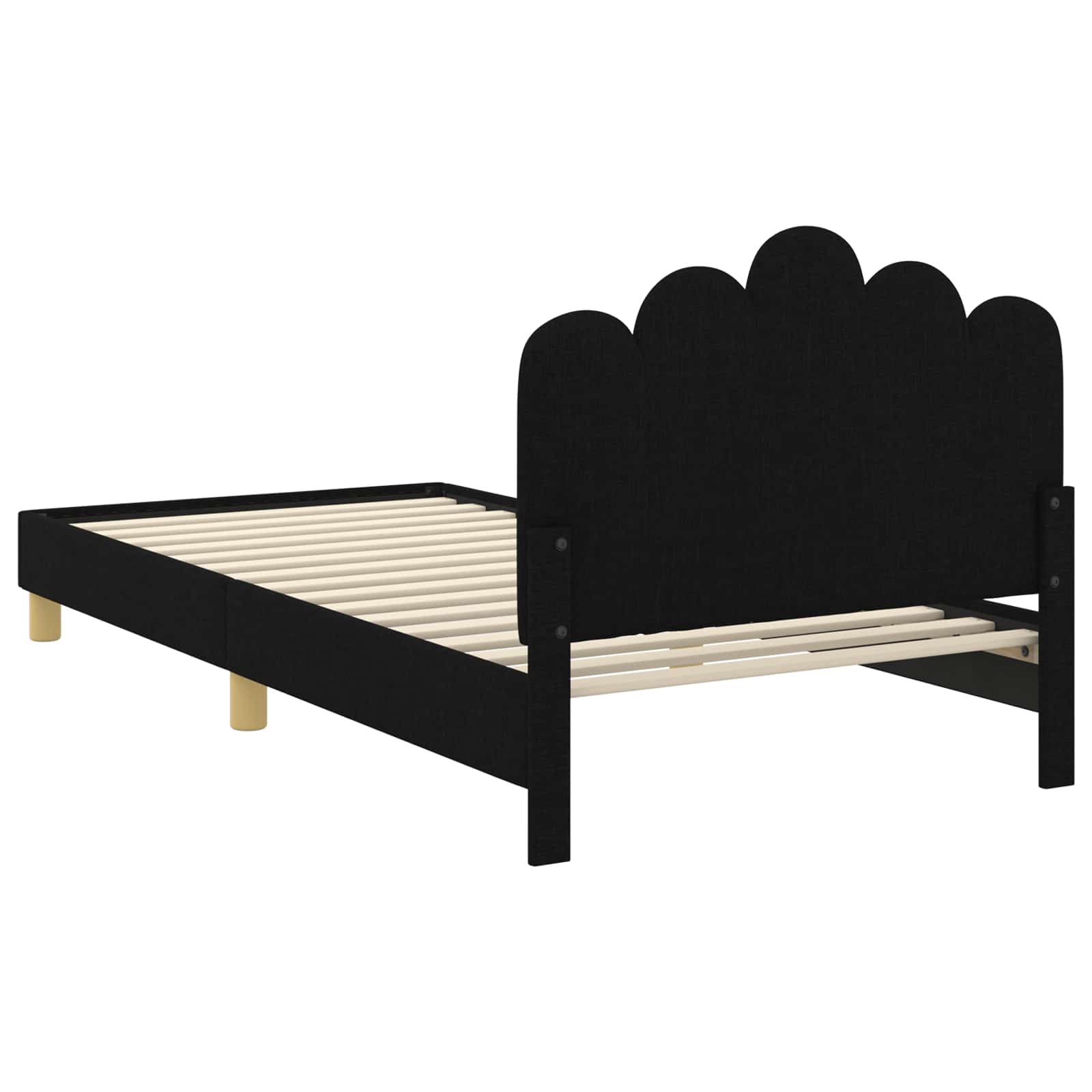Bedframe voor kinderen met hoofdbord Zwart 90 x 200 cm Stof is nu te koop bij PeponiXL, paradijselijk wonen!