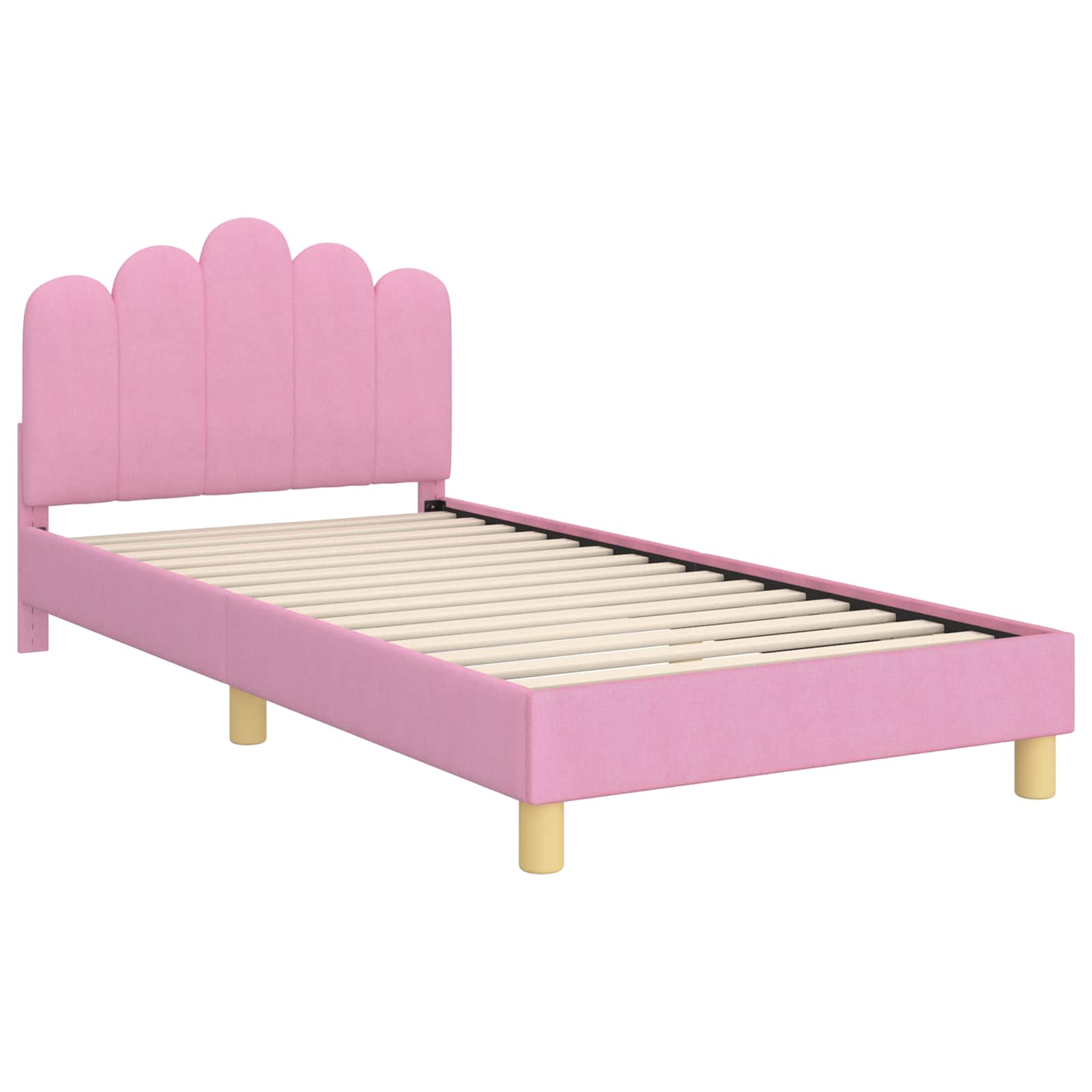 Bedframe voor kinderen met hoofdbord Roze 90 x 200 cm Stof is nu te koop bij PeponiXL, paradijselijk wonen!