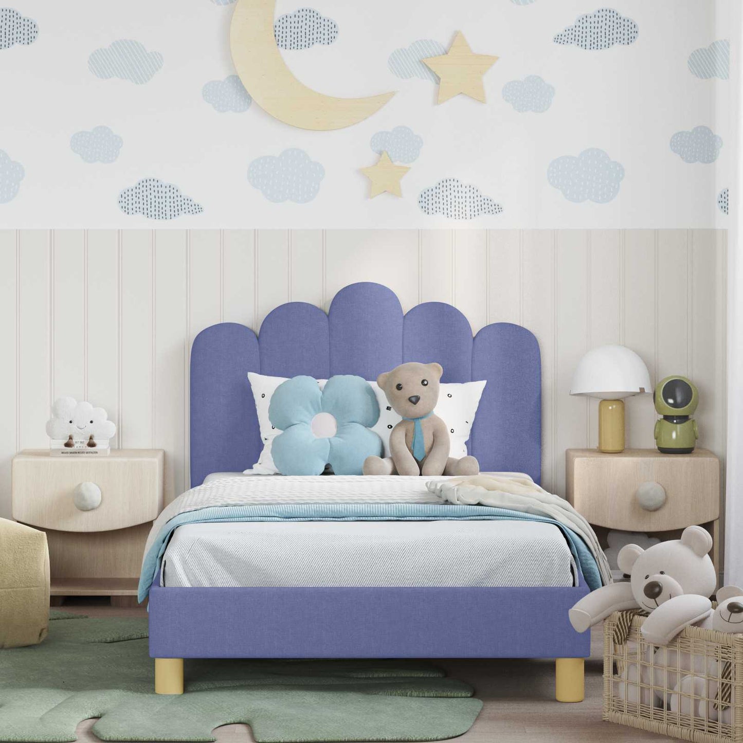 Bedframe voor kinderen met hoofdbord Jeans Blauw 90 x 200 cm is nu te koop bij PeponiXL, paradijselijk wonen!