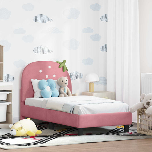 Peuterbedframe met hoofdbord Roze 70 x 140 cm Fluweel is nu te koop bij PeponiXL, paradijselijk wonen!