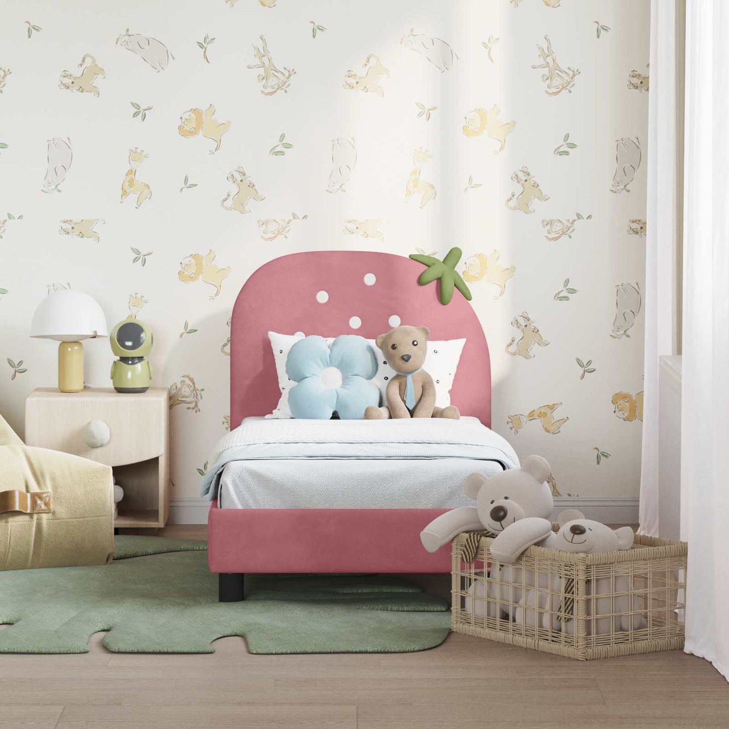 Peuterbedframe met hoofdbord Roze 70 x 140 cm Fluweel is nu te koop bij PeponiXL, paradijselijk wonen!