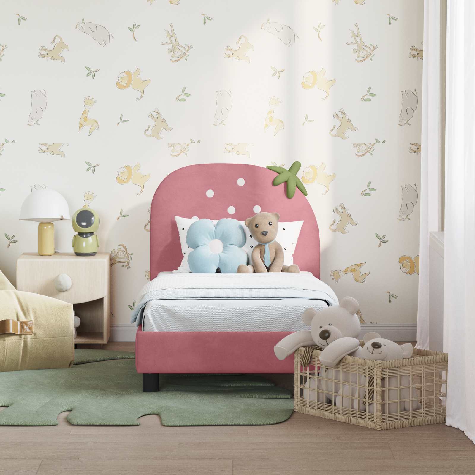 Peuterbedframe met hoofdbord Roze 70 x 140 cm Fluweel is nu te koop bij PeponiXL, paradijselijk wonen!