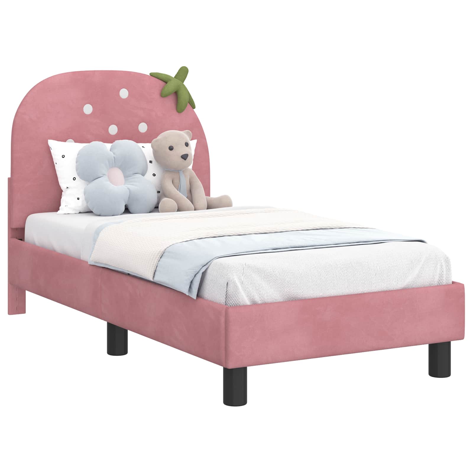 Peuterbedframe met hoofdbord Roze 70 x 140 cm Fluweel is nu te koop bij PeponiXL, paradijselijk wonen!