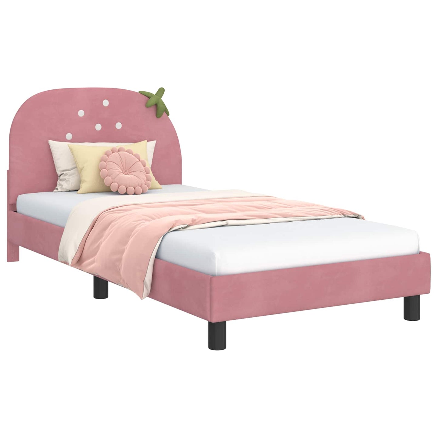 Bedframe voor kinderen met hoofdbord Roze 80 x 200 cm Fluweel is nu te koop bij PeponiXL, paradijselijk wonen!