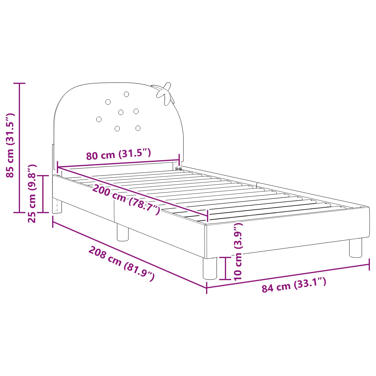 Bedframe voor kinderen met hoofdbord Roze 80 x 200 cm Fluweel is nu te koop bij PeponiXL, paradijselijk wonen!