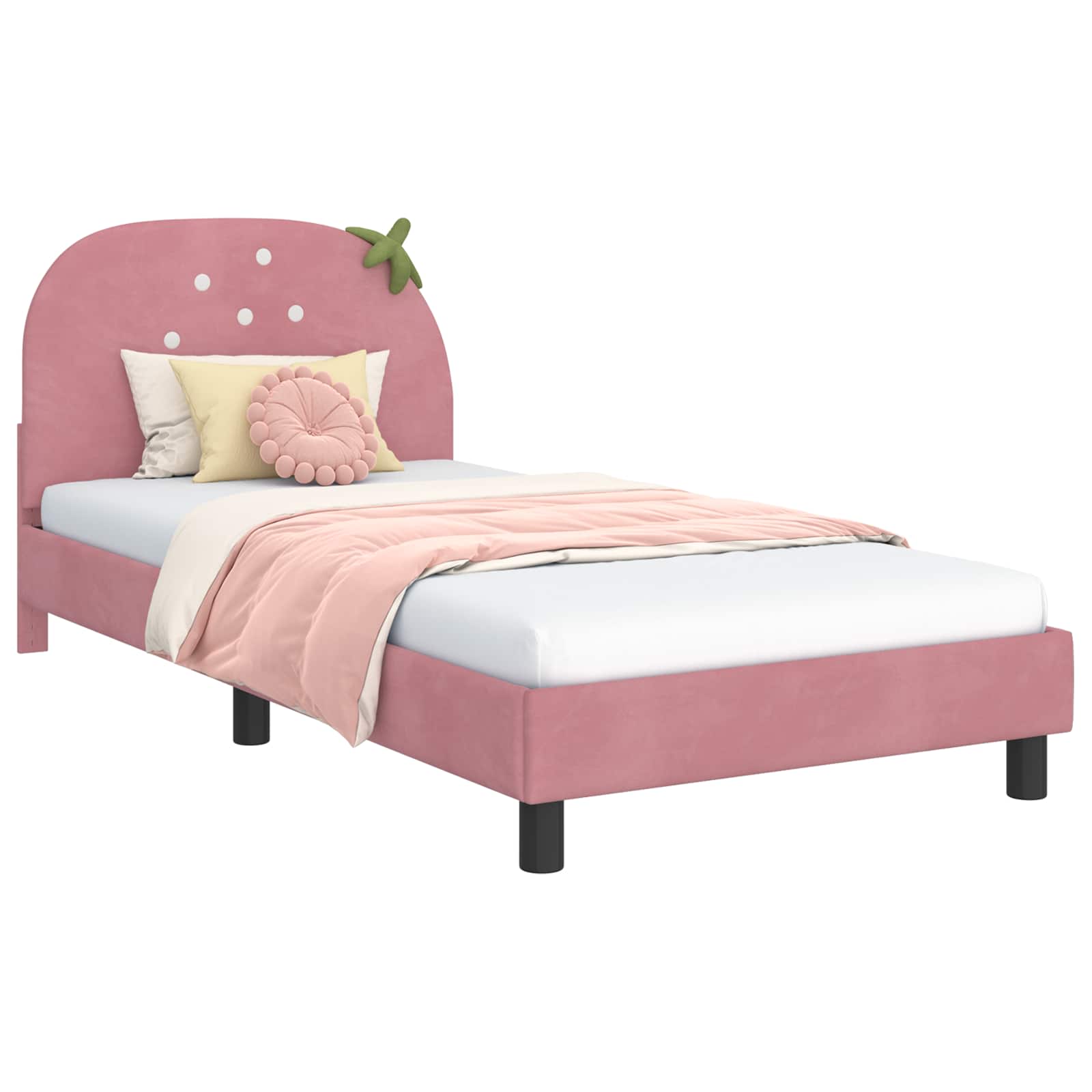 Bedframe voor kinderen met hoofdbord Roze 90 x 200 cm Fluweel is nu te koop bij PeponiXL, paradijselijk wonen!