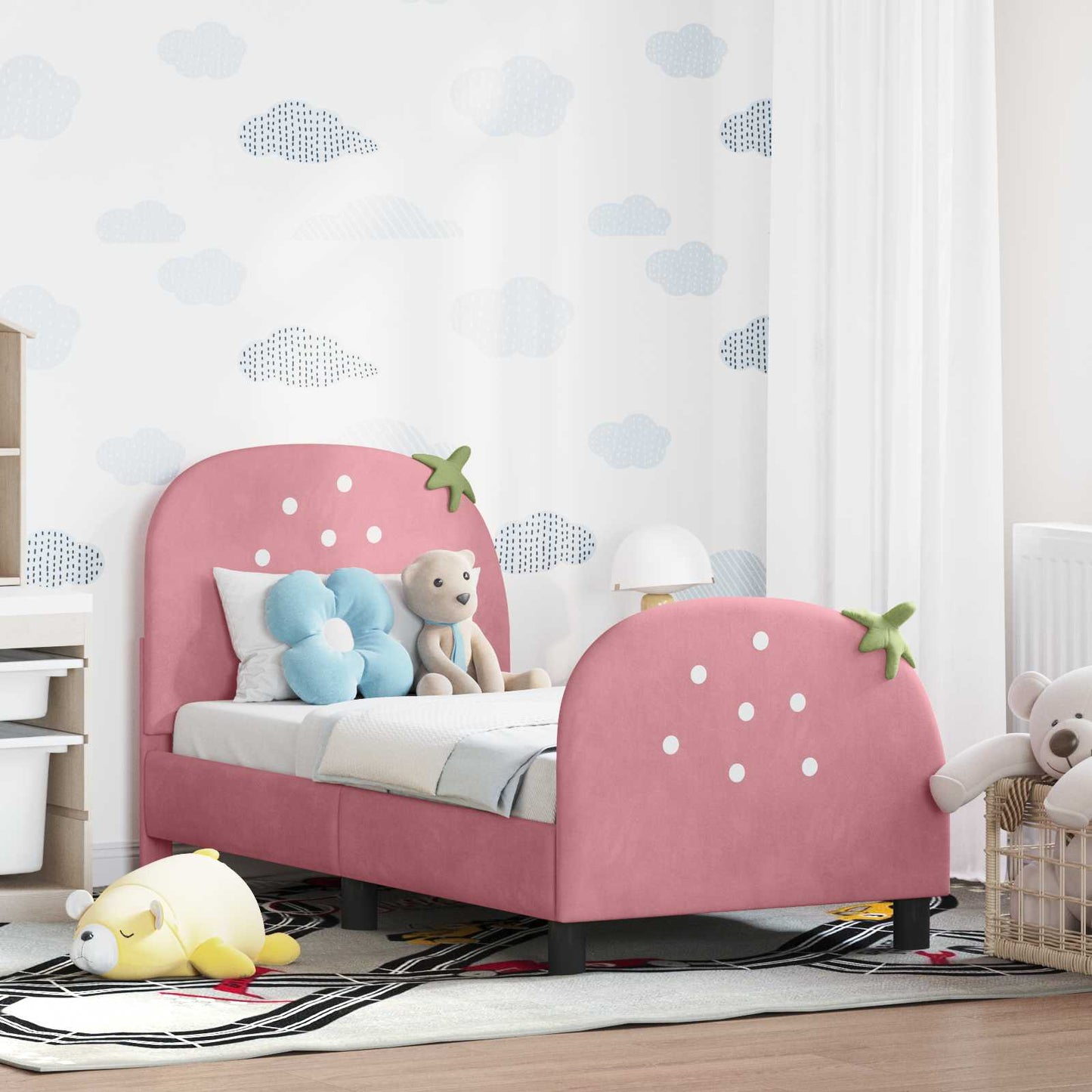 Peuterbedframe met hoofdbord Roze 70 x 140 cm Fluweel is nu te koop bij PeponiXL, paradijselijk wonen!