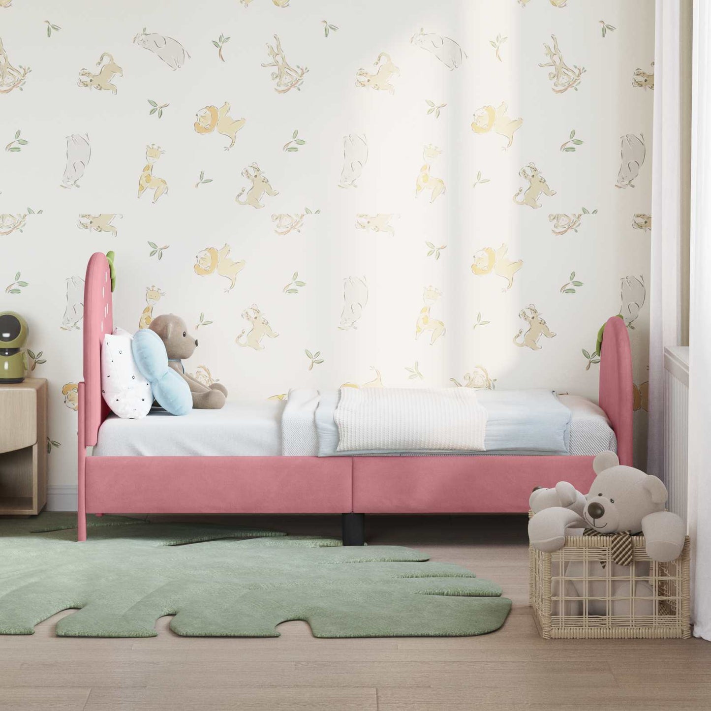 Peuterbedframe met hoofdbord Roze 70 x 140 cm Fluweel is nu te koop bij PeponiXL, paradijselijk wonen!
