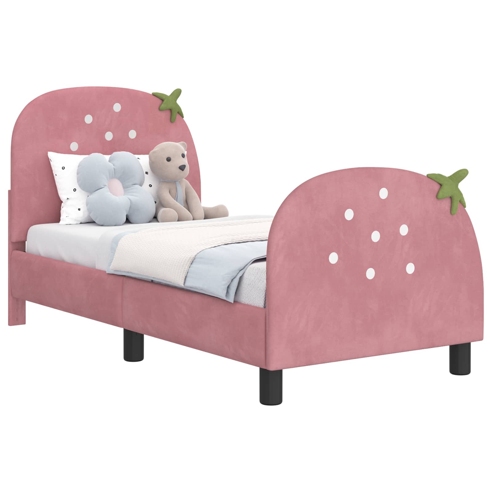 Peuterbedframe met hoofdbord Roze 70 x 140 cm Fluweel is nu te koop bij PeponiXL, paradijselijk wonen!