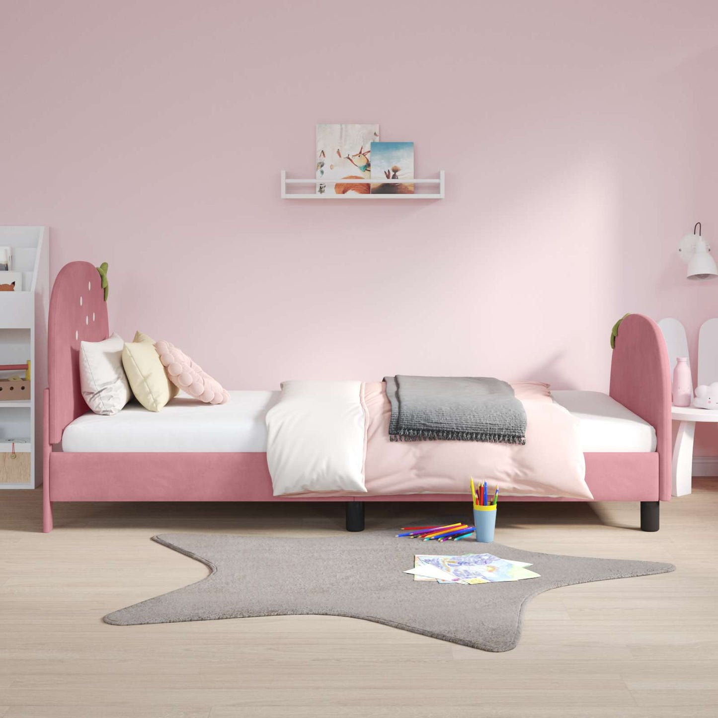 Bedframe voor kinderen met hoofdbord Roze 80 x 200 cm Fluweel is nu te koop bij PeponiXL, paradijselijk wonen!