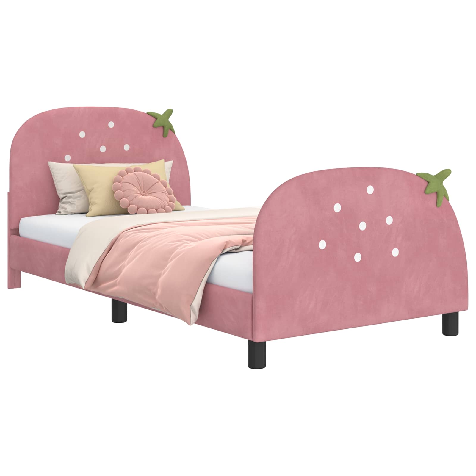 Bedframe voor kinderen met hoofdbord Roze 80 x 200 cm Fluweel is nu te koop bij PeponiXL, paradijselijk wonen!
